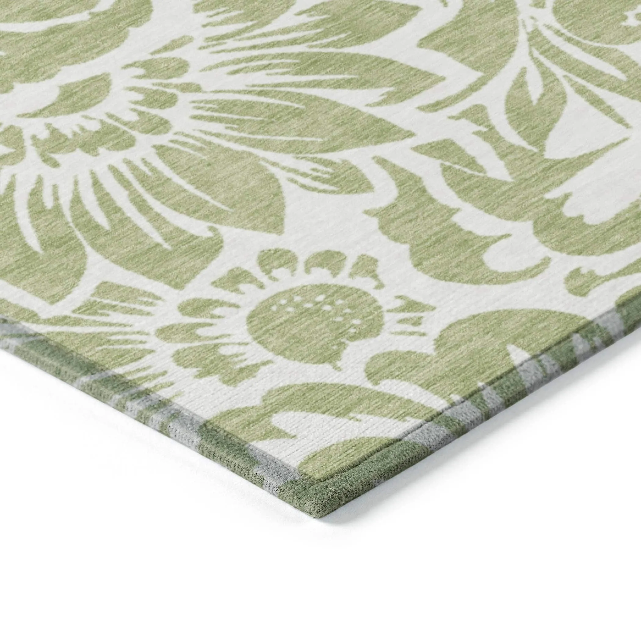 Machine Washable Indoor/ Outdoor Whimsy Floral Chantille Rug