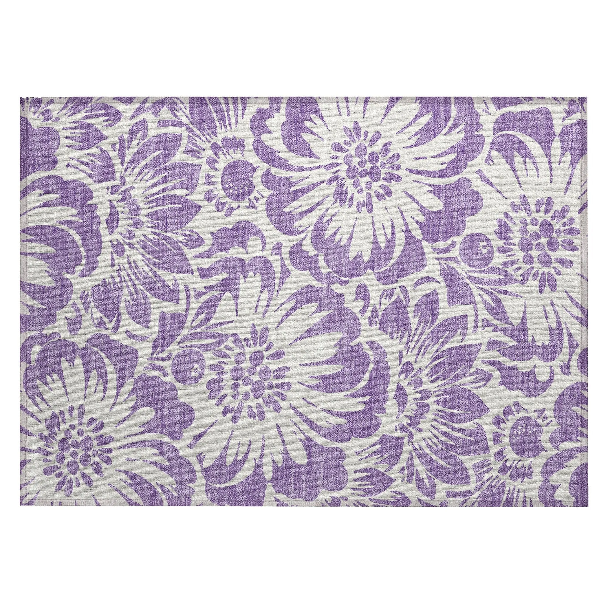 Machine Washable Indoor/ Outdoor Whimsy Floral Chantille Rug