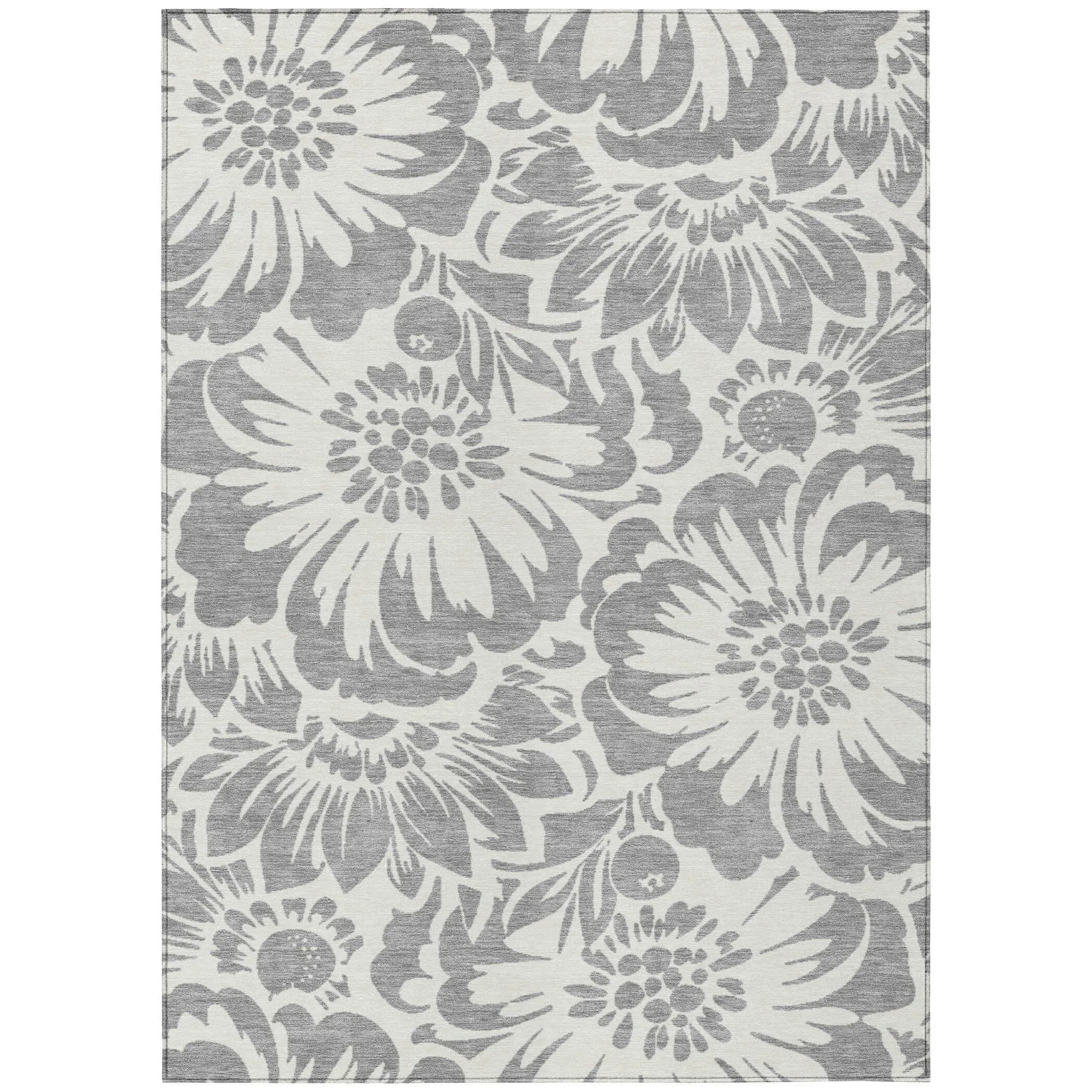Machine Washable Indoor/ Outdoor Whimsy Floral Chantille Rug