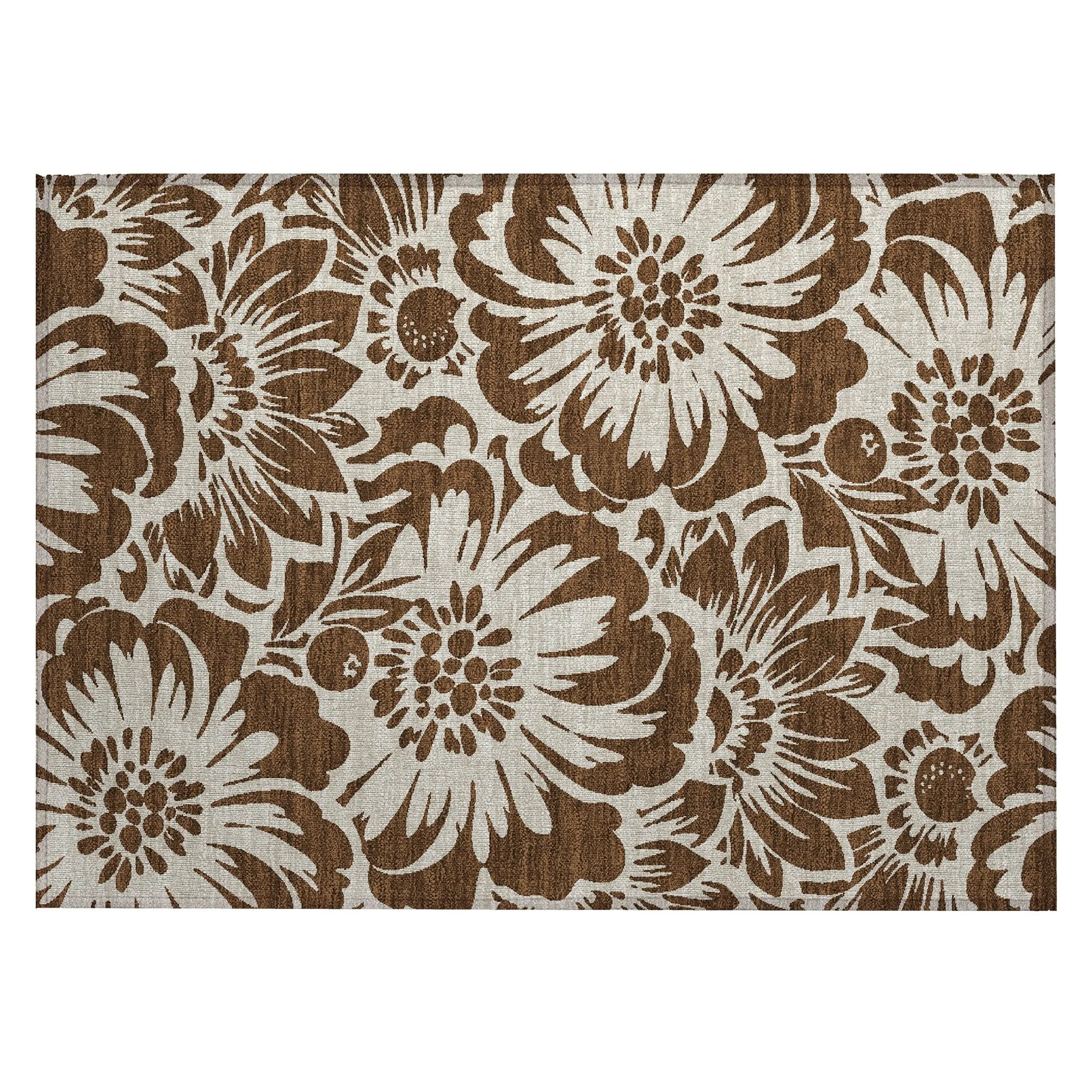 Machine Washable Indoor/ Outdoor Whimsy Floral Chantille Rug