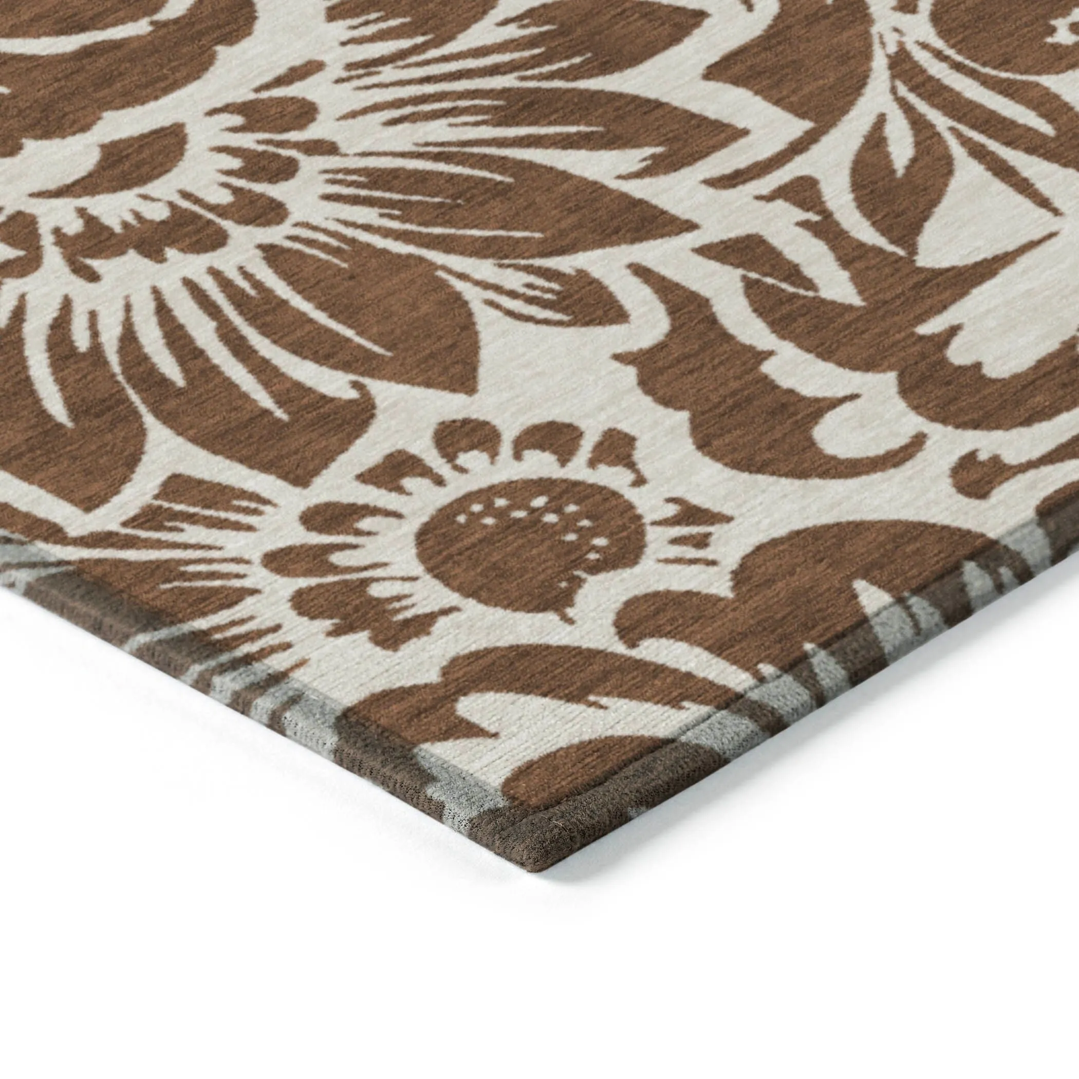 Machine Washable Indoor/ Outdoor Whimsy Floral Chantille Rug