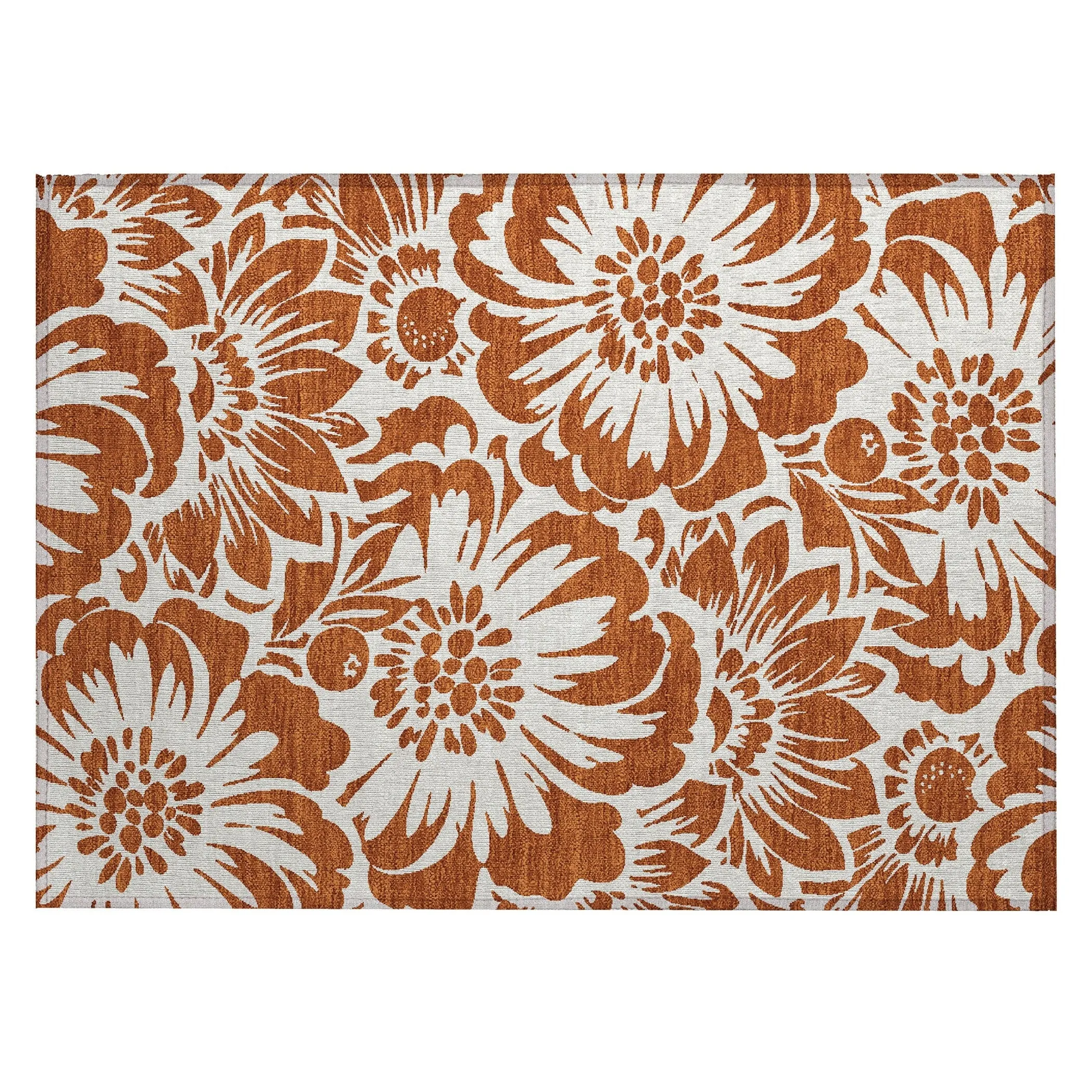 Machine Washable Indoor/ Outdoor Whimsy Floral Chantille Rug