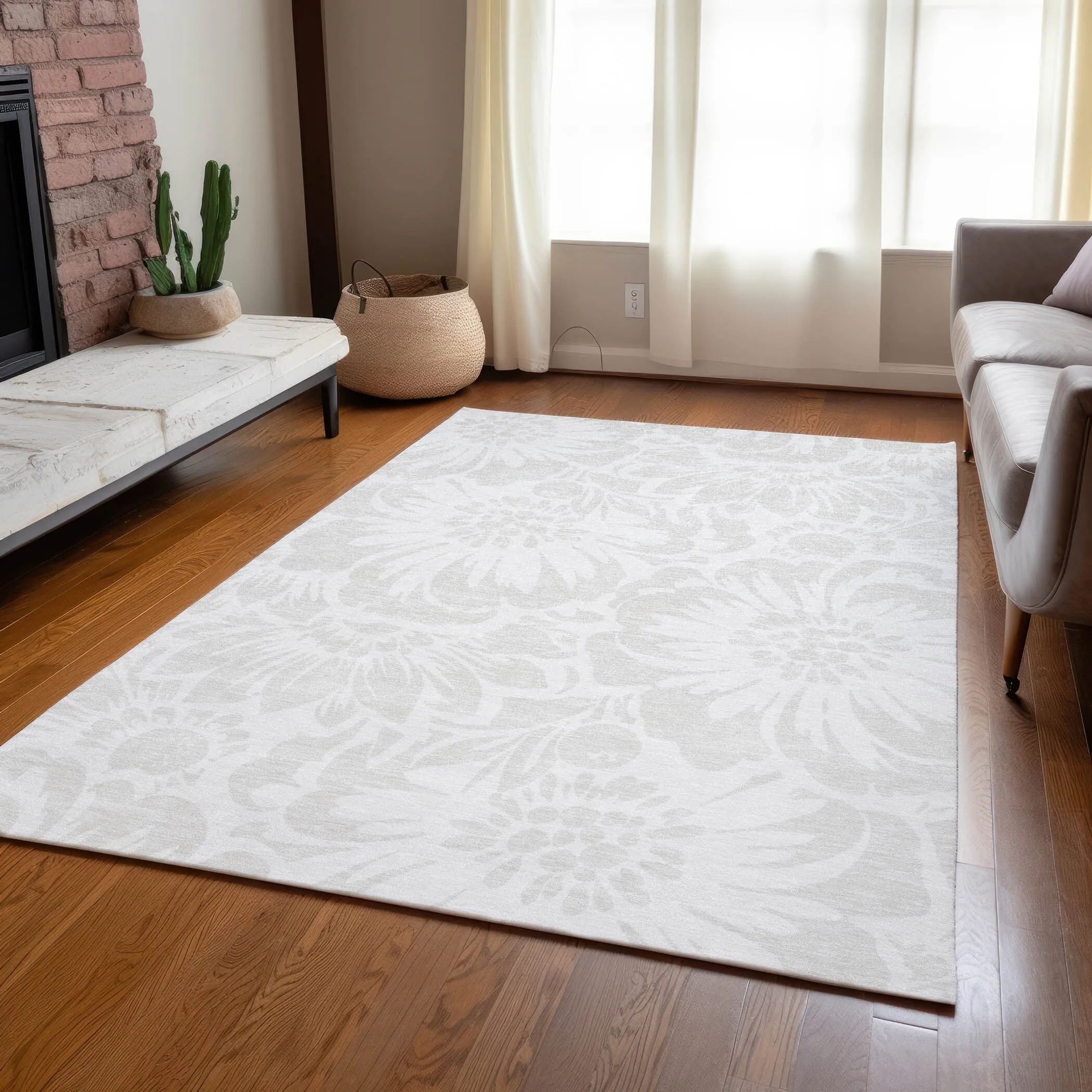 Machine Washable Indoor/ Outdoor Whimsy Floral Chantille Rug