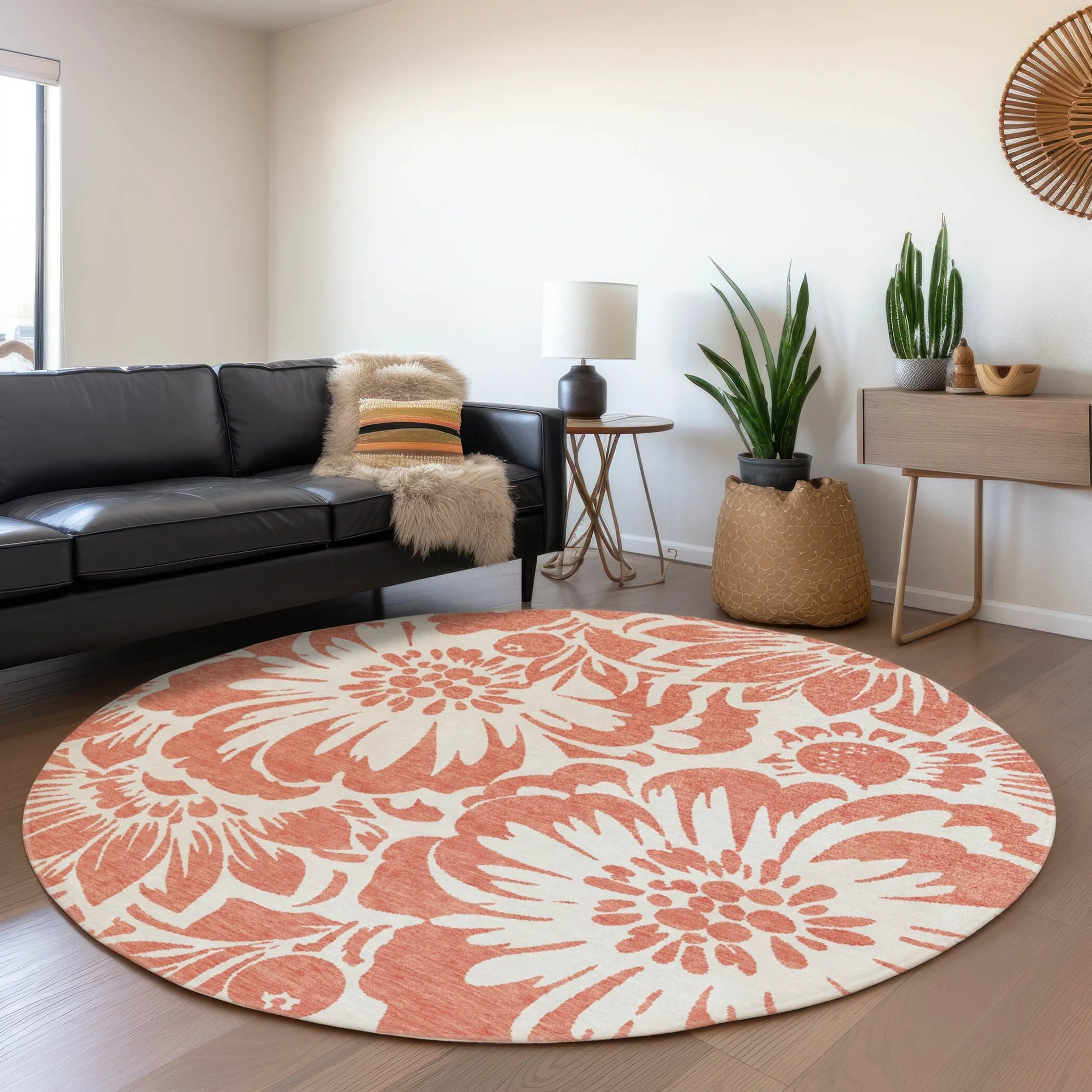 Machine Washable Indoor/ Outdoor Whimsy Floral Chantille Rug