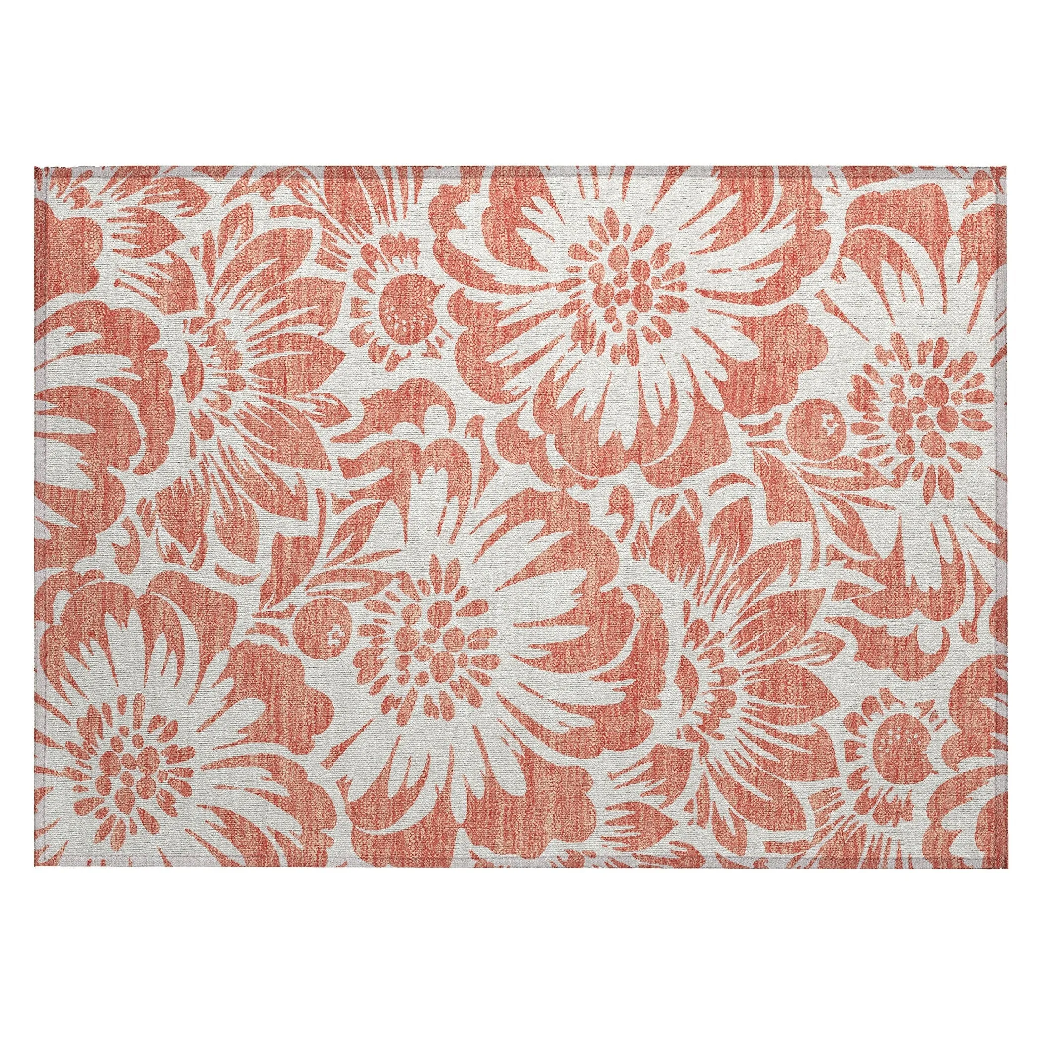 Machine Washable Indoor/ Outdoor Whimsy Floral Chantille Rug