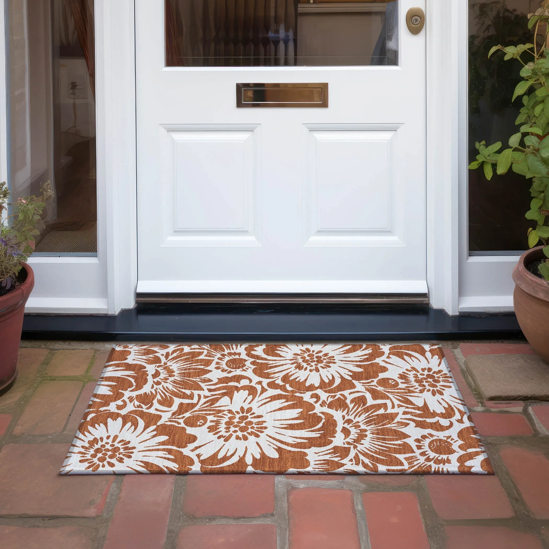Machine Washable Indoor/ Outdoor Whimsy Floral Chantille Rug