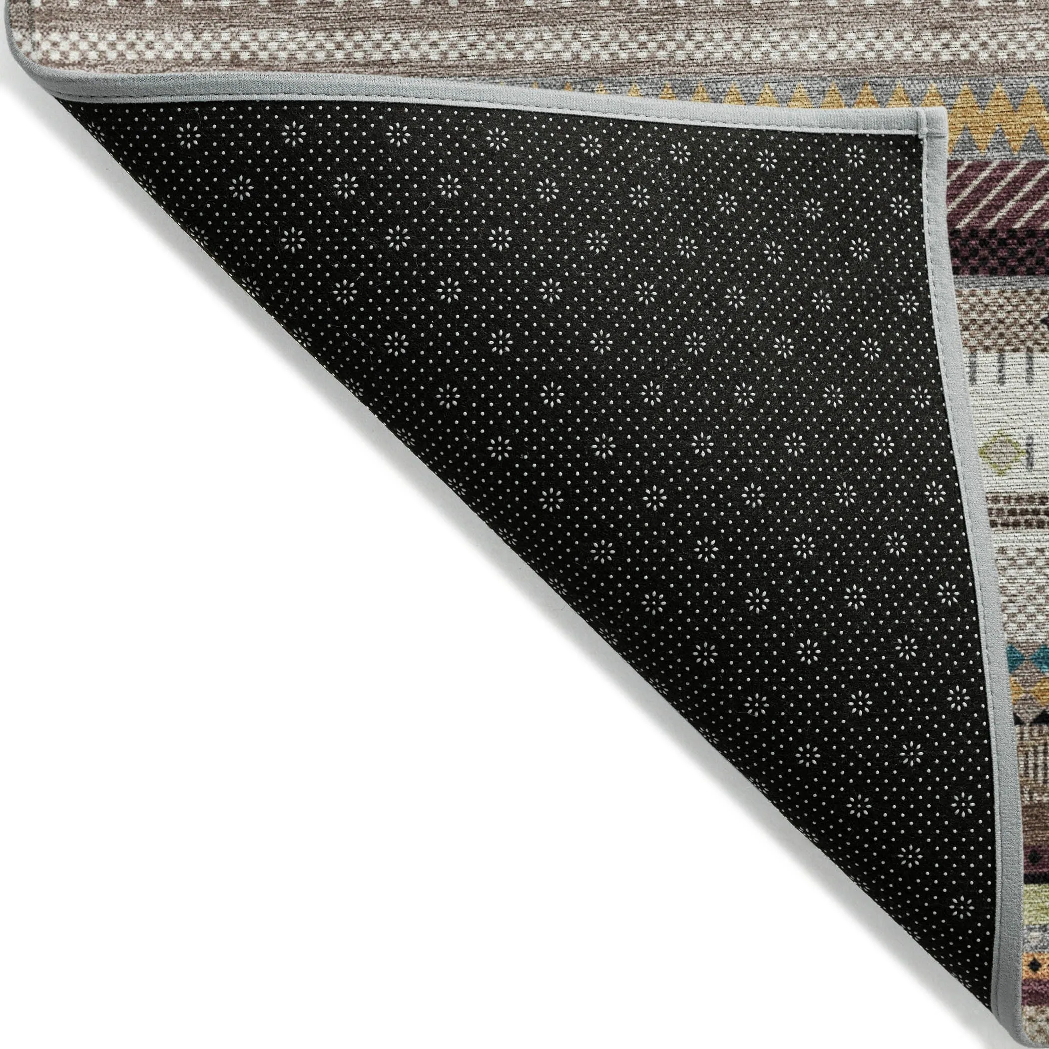 Machine Washable Indoor/Outdoor Boho Stripes Chantille Rug