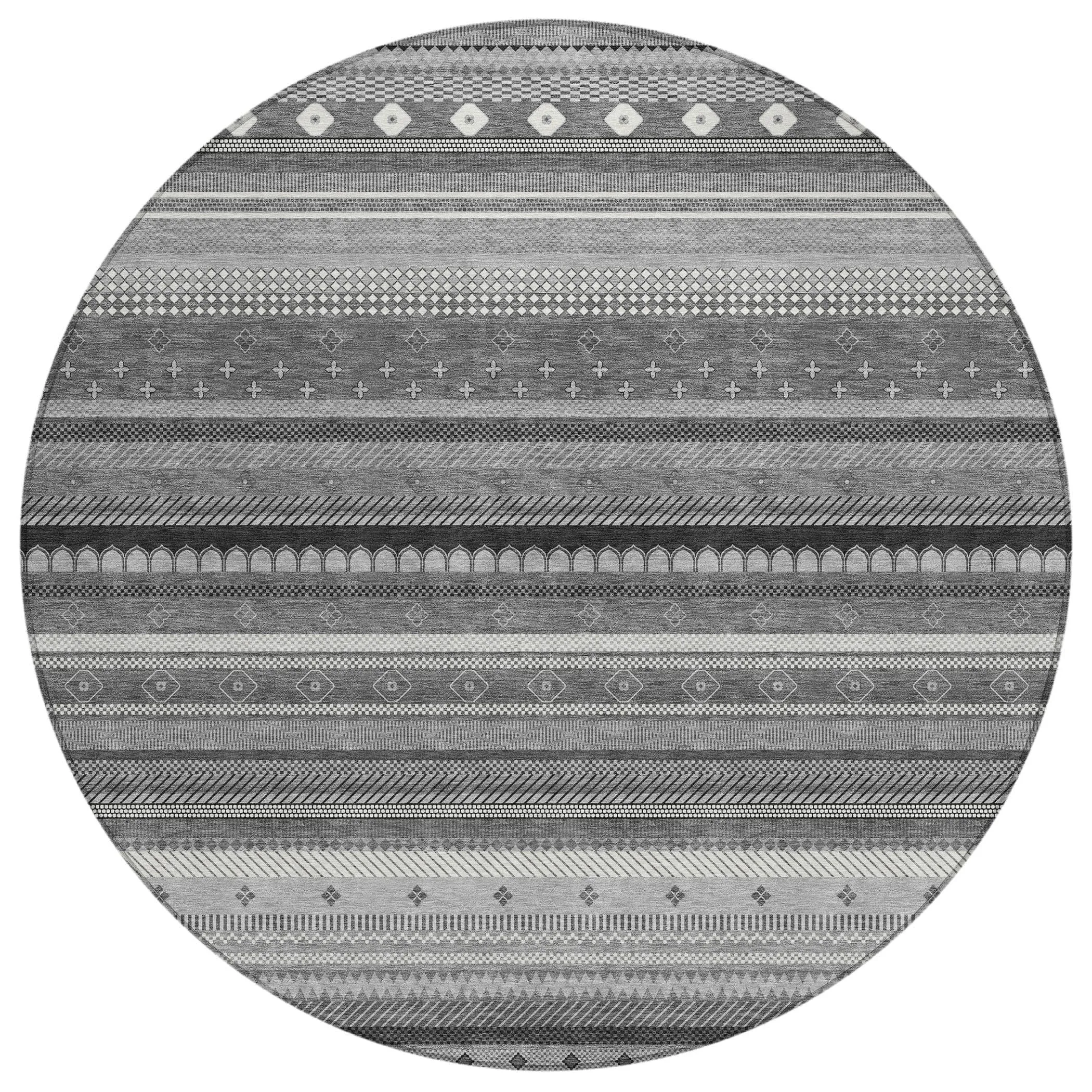 Machine Washable Indoor/Outdoor Boho Stripes Chantille Rug
