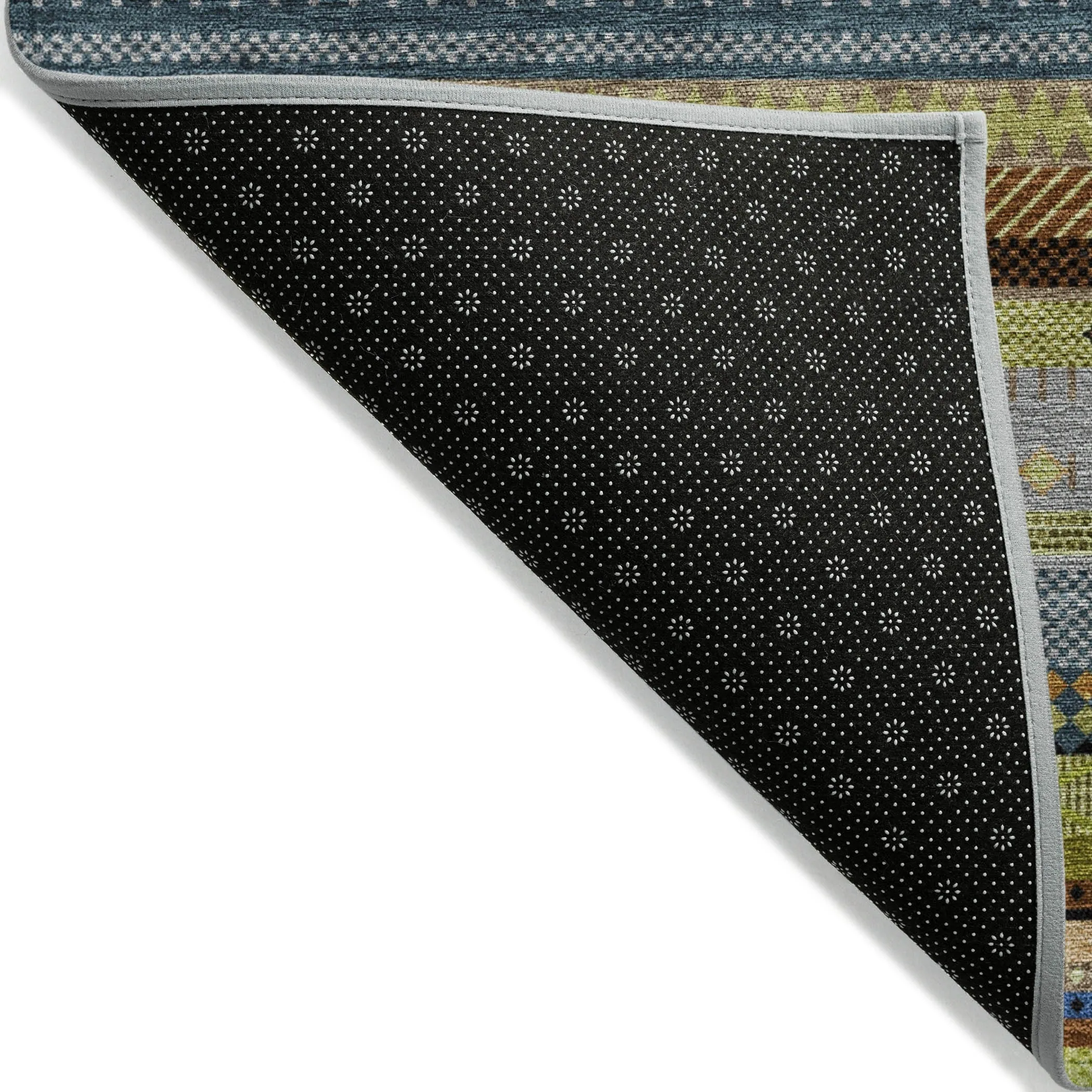 Machine Washable Indoor/Outdoor Boho Stripes Chantille Rug