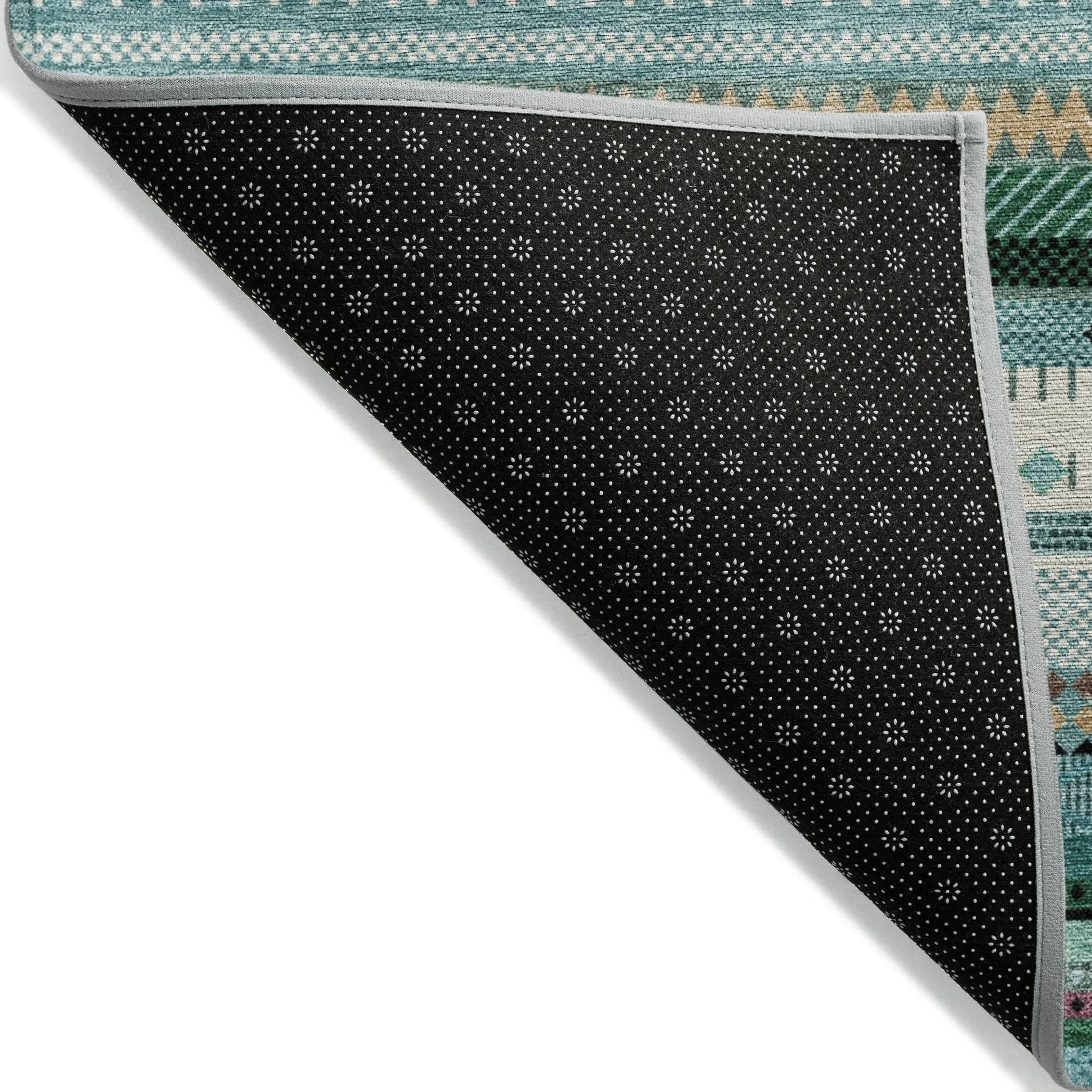 Machine Washable Indoor/Outdoor Boho Stripes Chantille Rug