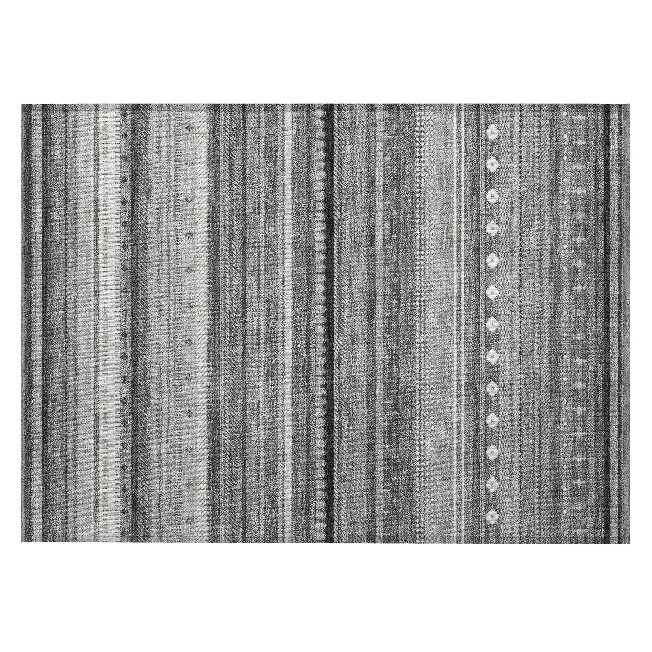 Machine Washable Indoor/Outdoor Boho Stripes Chantille Rug