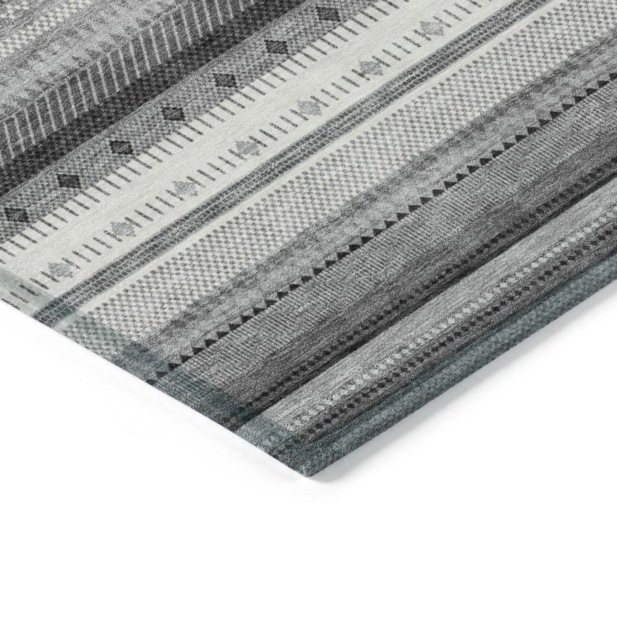 Machine Washable Indoor/Outdoor Boho Stripes Chantille Rug