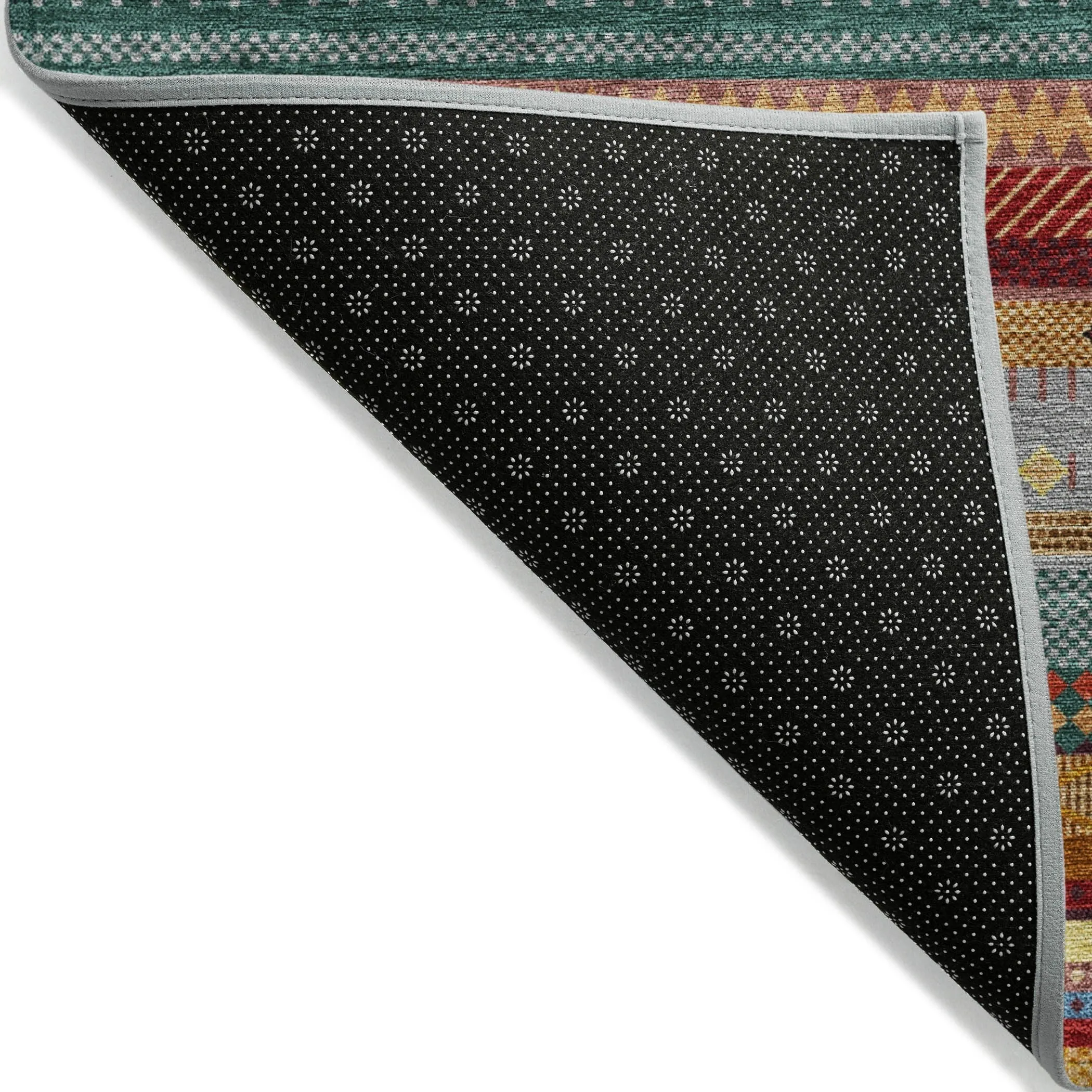 Machine Washable Indoor/Outdoor Boho Stripes Chantille Rug