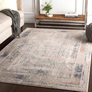 Marjan Ivory Distressed Border Area Rug - 8'10 x 12'4