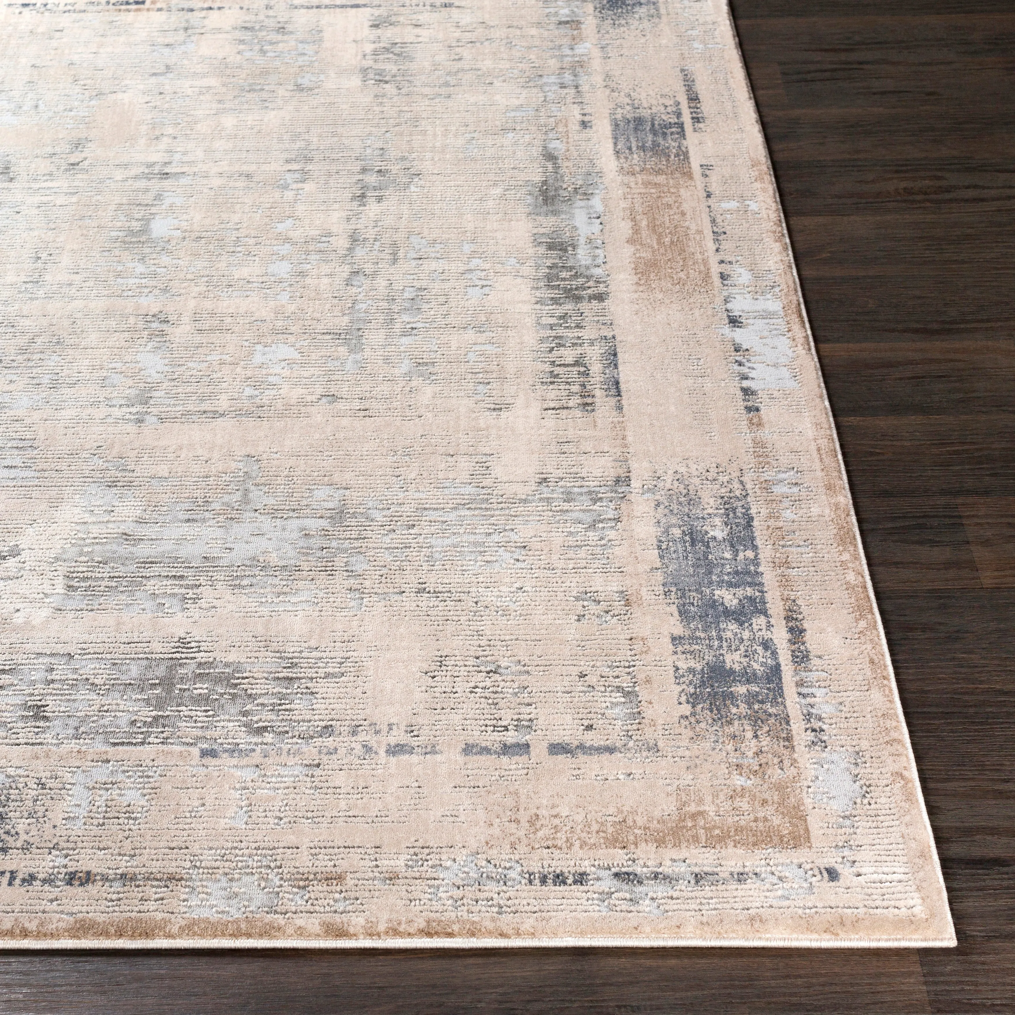 Marjan Ivory Distressed Border Area Rug - 8'10 x 12'4