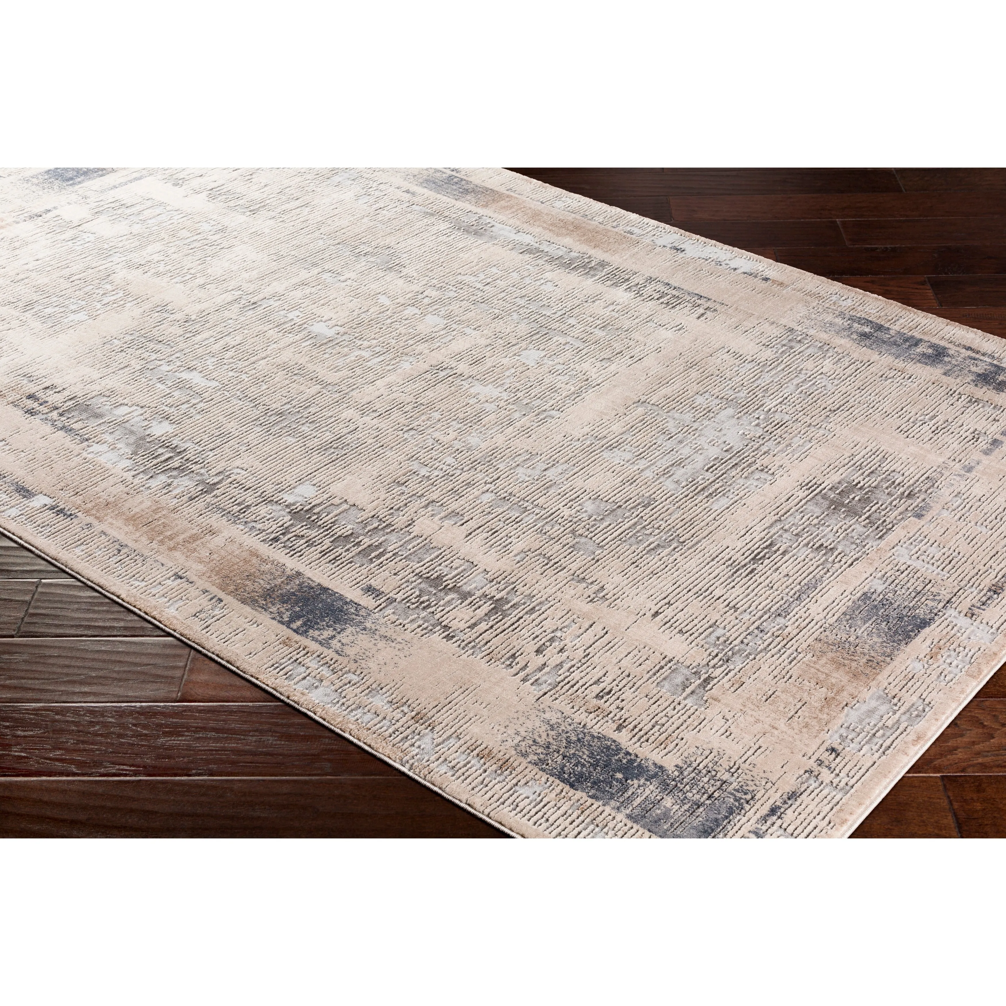Marjan Ivory Distressed Border Area Rug - 8'10 x 12'4