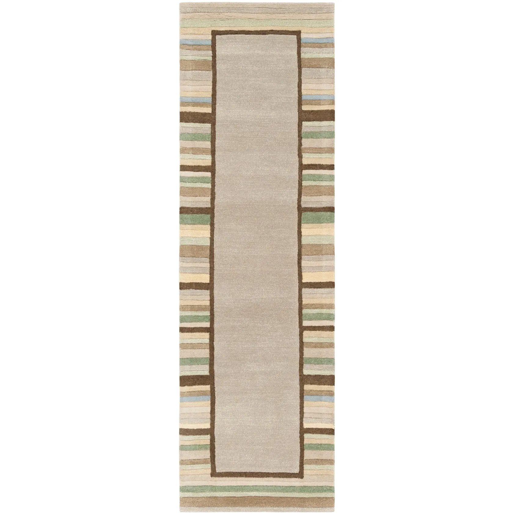 Martha Stewart by SAFAVIEH Striped Border Wool Rug - Tadpole Green - Tadpole Green - 2' 3 x 8'