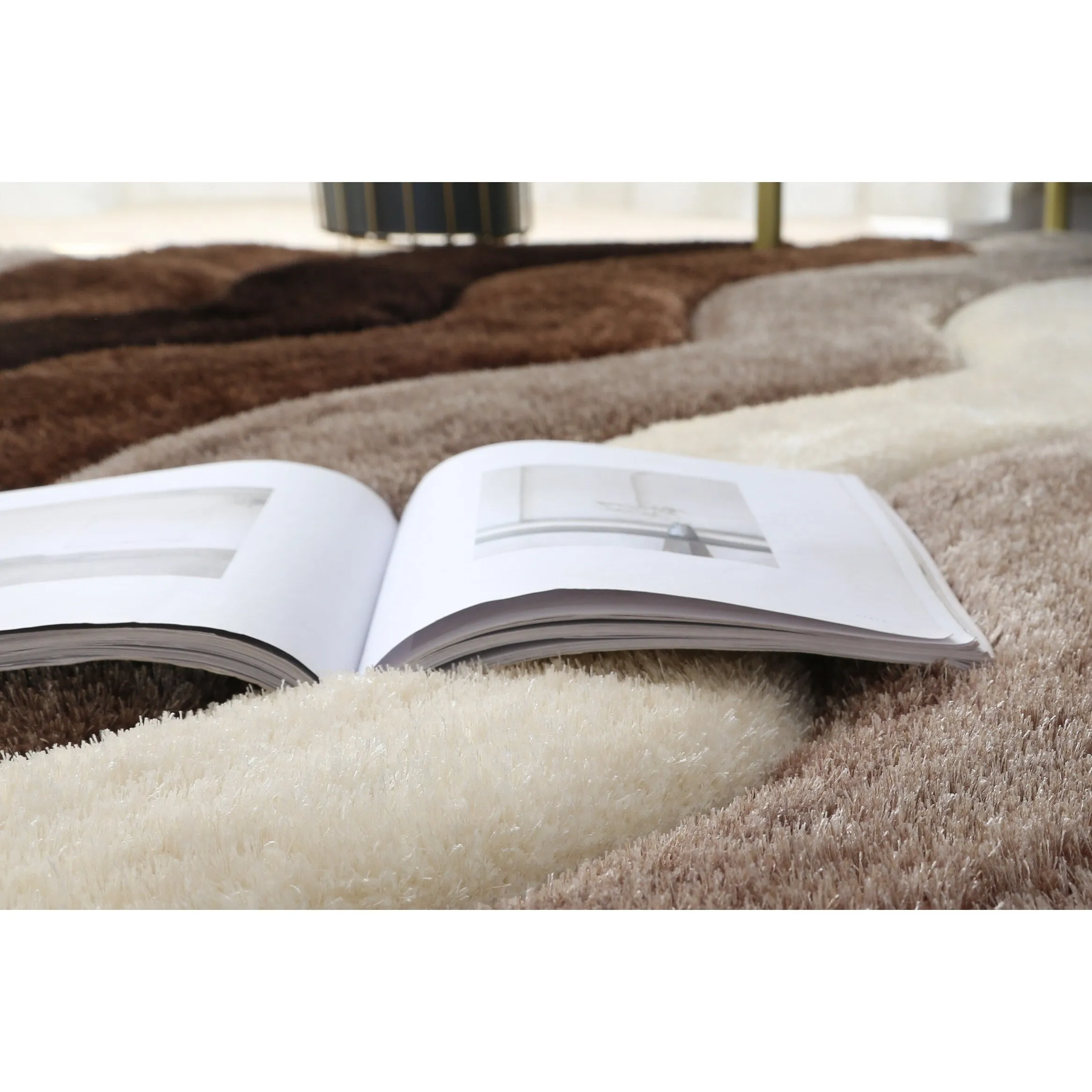 Mateos Shag Contemporary Stripe Designed Area Rug - 5' X 7'