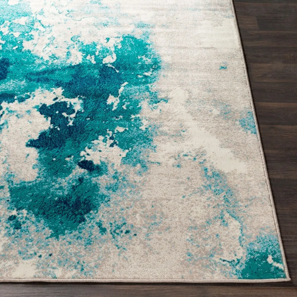 Milana Teal Abstract Area Rug