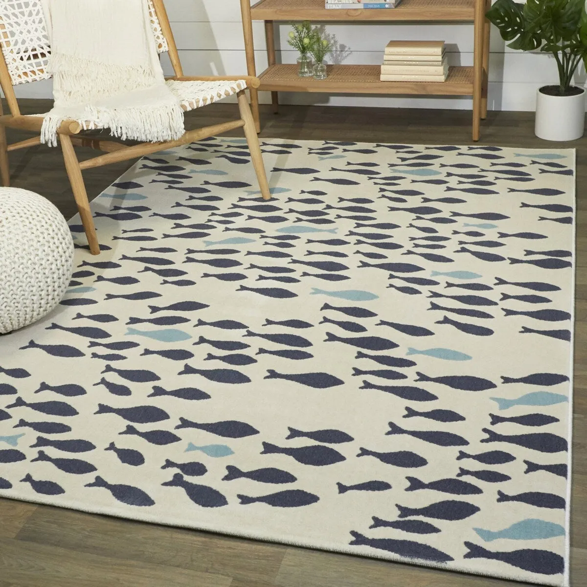Mod-Tod School of Fish Coastal Area Rug