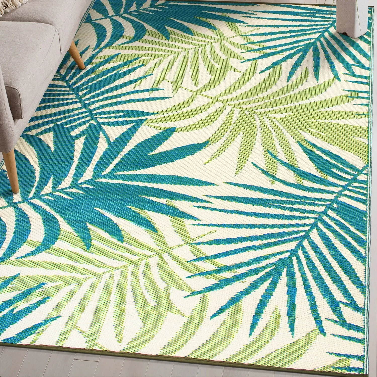 Modern Floral Reversible Plastic Outdoor Rugs