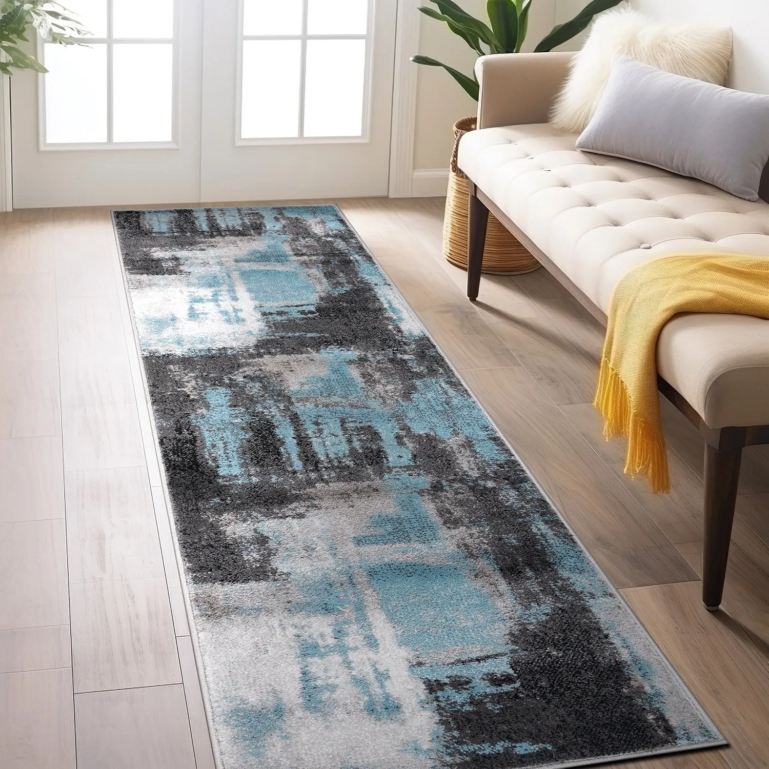 Modern Watercolor Abstract Design Area Rug