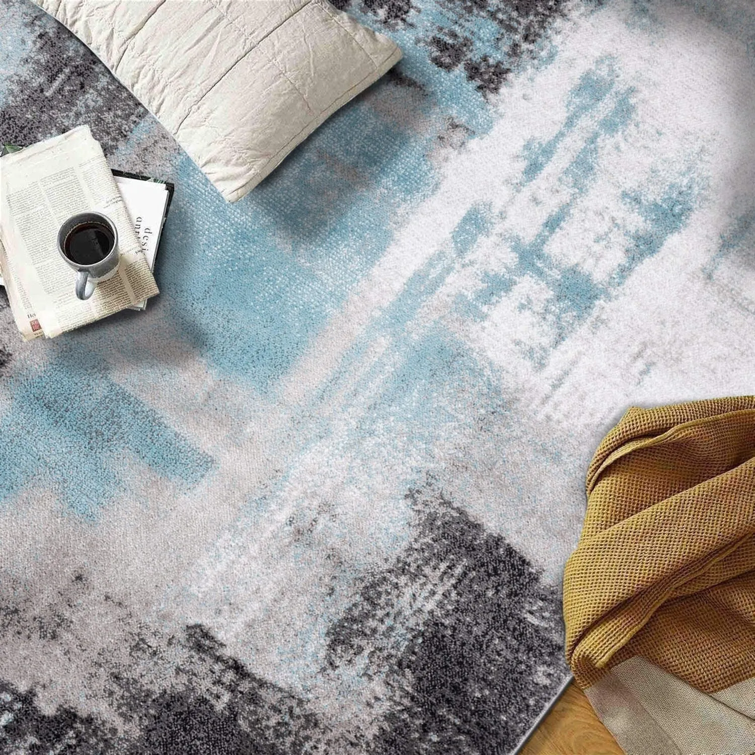 Modern Watercolor Abstract Design Area Rug