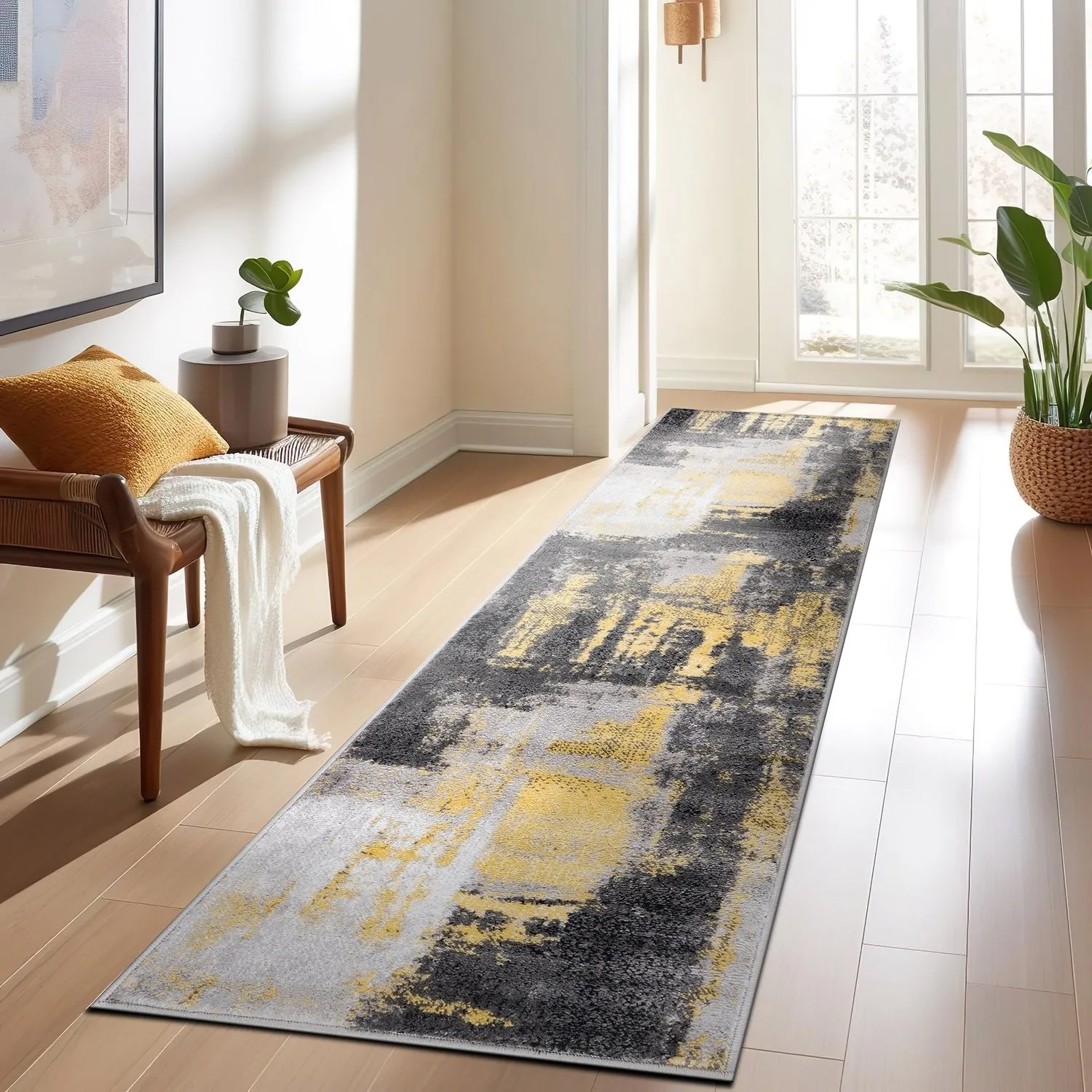 Modern Watercolor Abstract Design Area Rug
