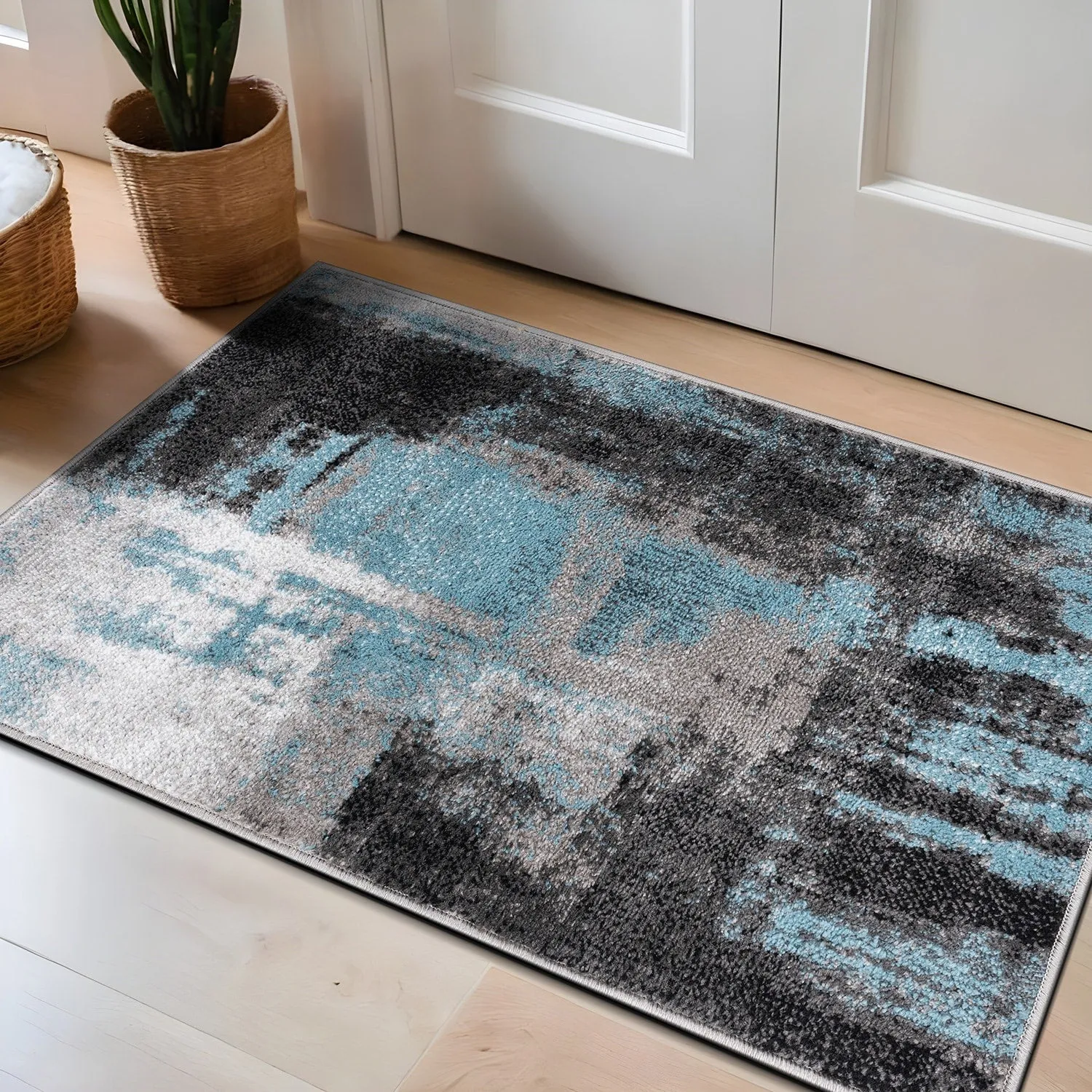 Modern Watercolor Abstract Design Area Rug