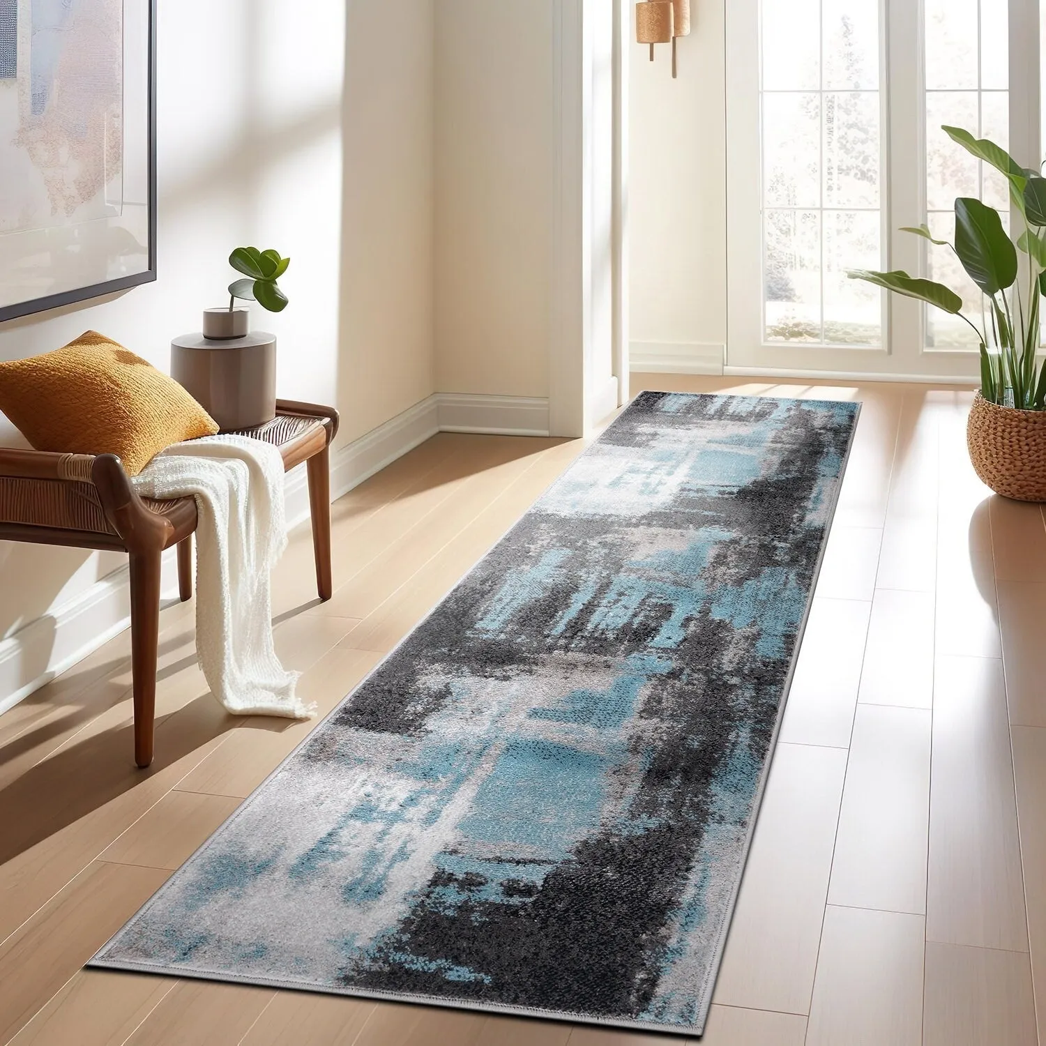 Modern Watercolor Abstract Design Area Rug