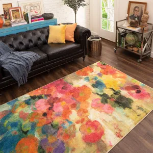 Mohawk Home Blurred Blossoms Abstract Floral Area Rug