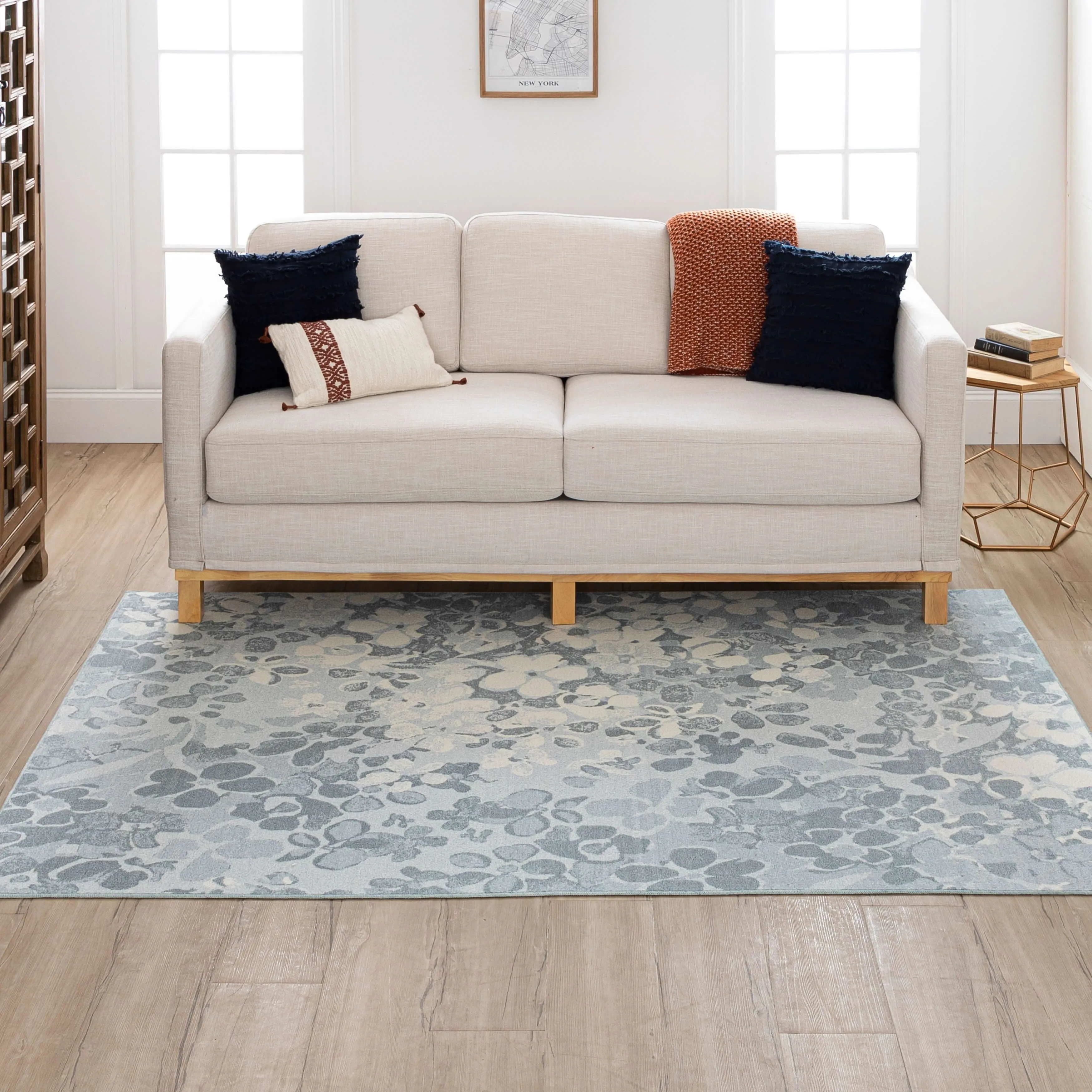 Mohawk Home Stamped Floral Abstract Area Rug