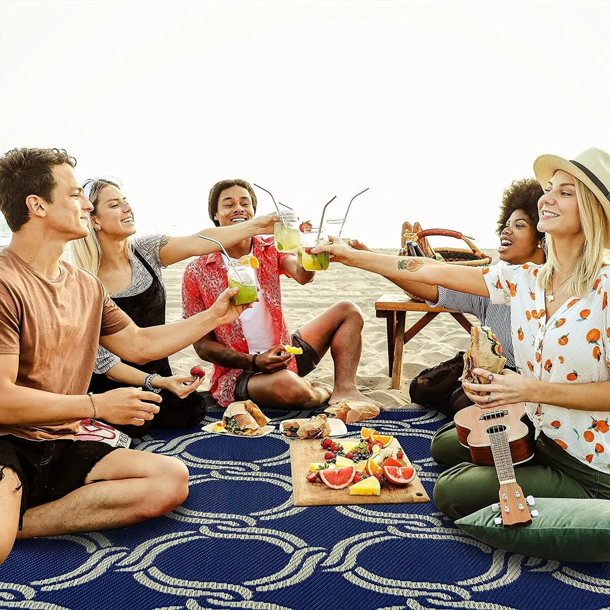 Mykonos Lightweight Reversible Recycled Plastic Outdoor Floor Mat/Rug