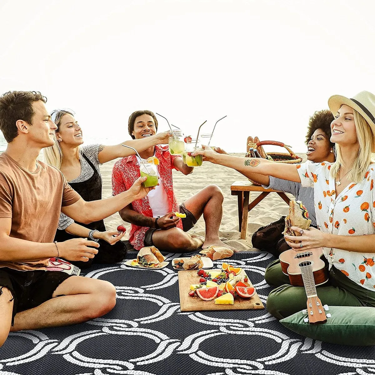 Mykonos Lightweight Reversible Recycled Plastic Outdoor Floor Mat/Rug