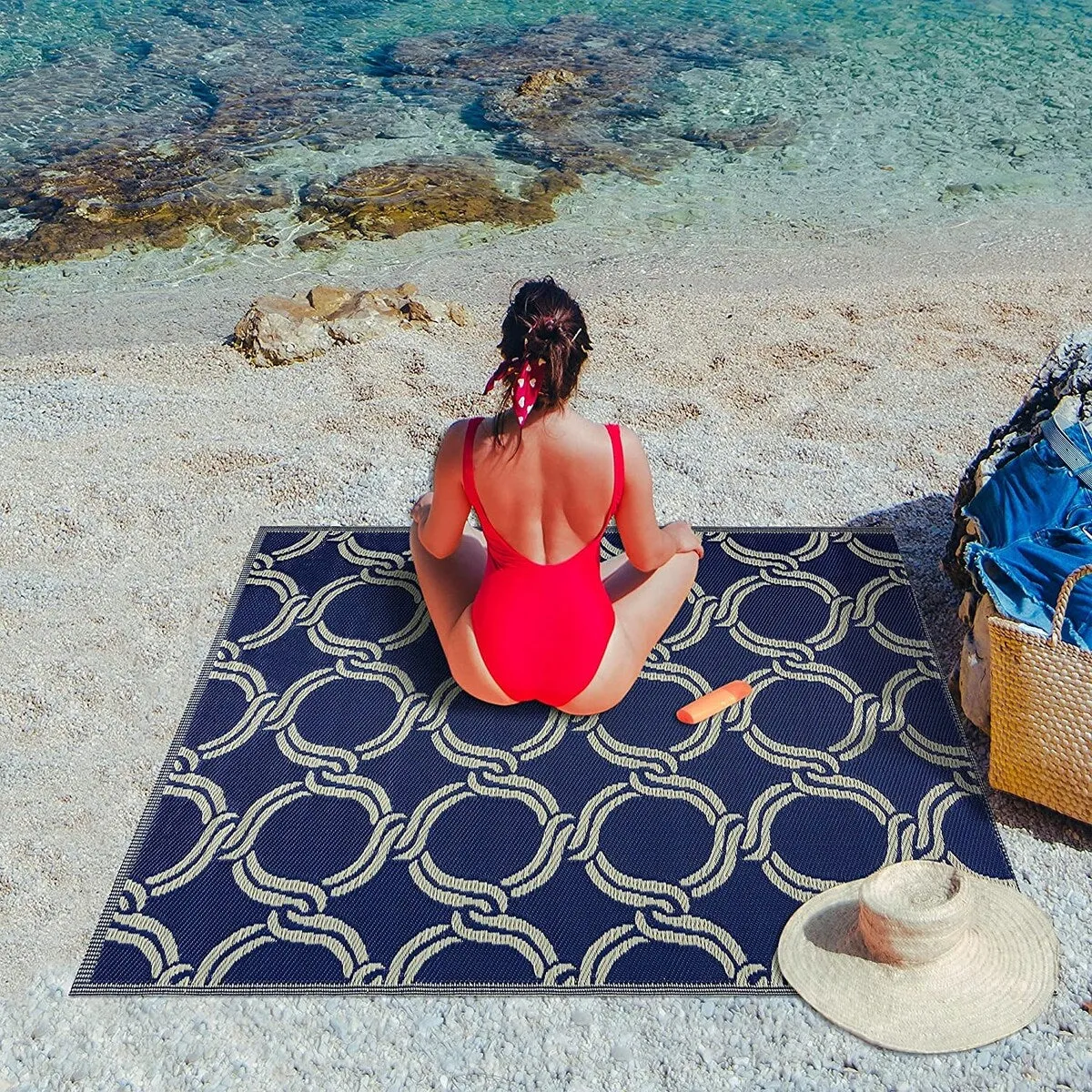 Mykonos Lightweight Reversible Recycled Plastic Outdoor Floor Mat/Rug
