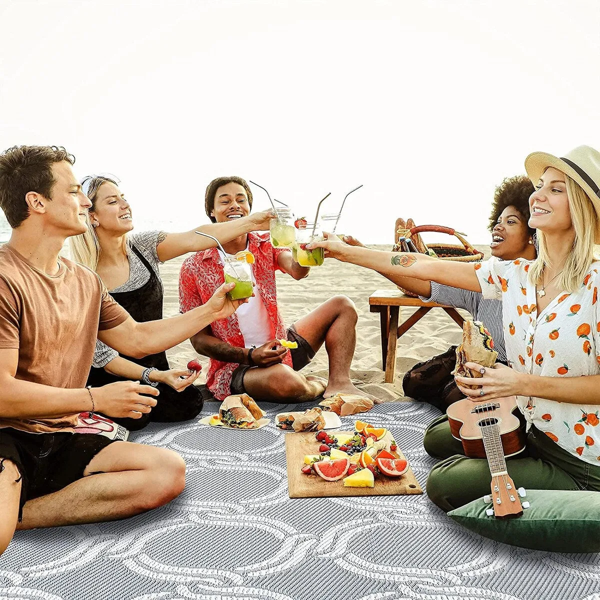 Mykonos Lightweight Reversible Recycled Plastic Outdoor Floor Mat/Rug
