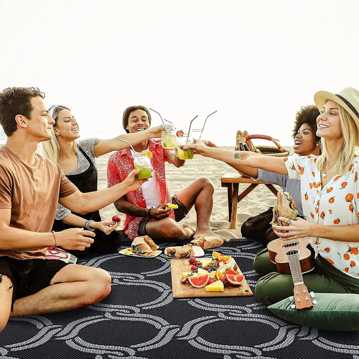 Mykonos Lightweight Reversible Recycled Plastic Outdoor Floor Mat/Rug