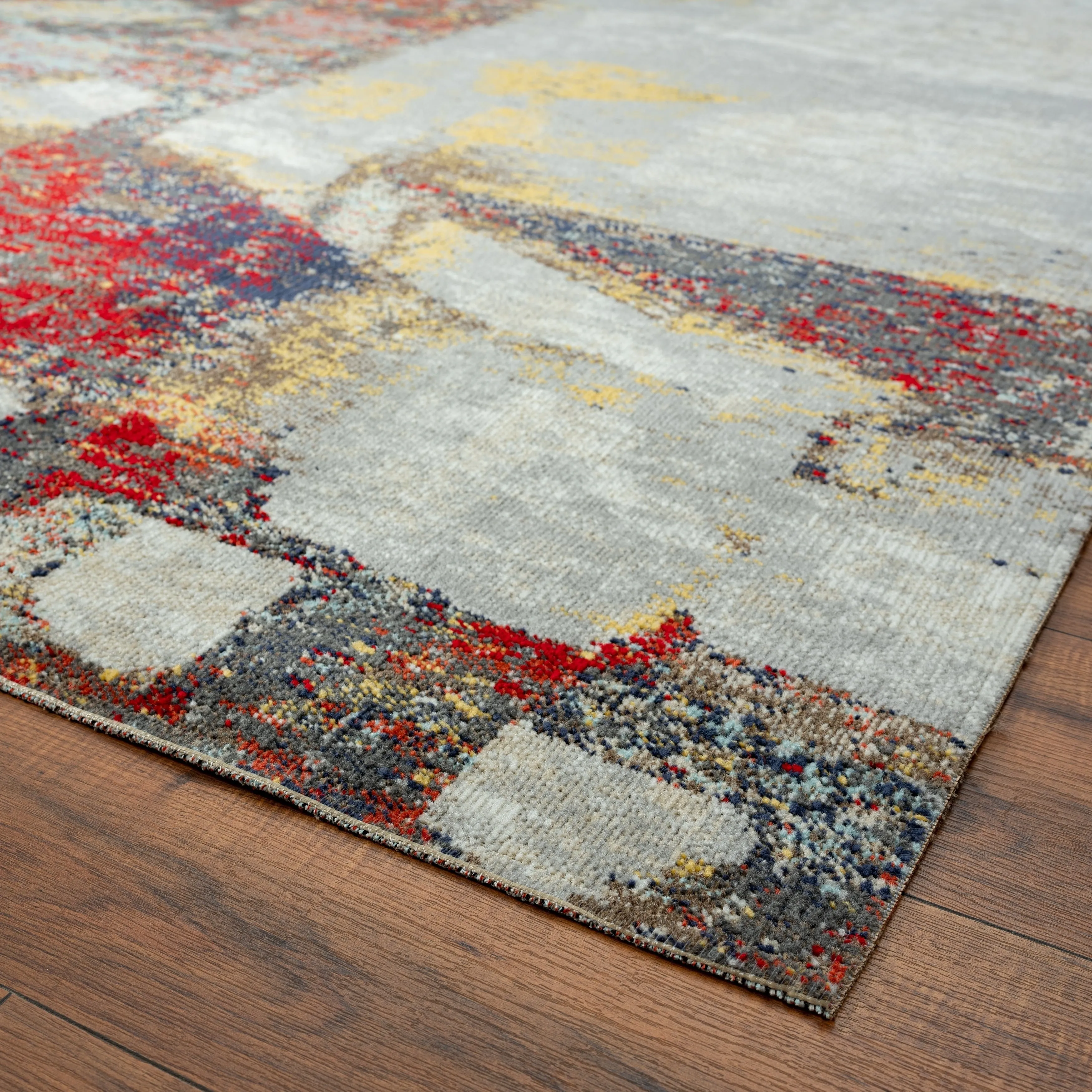 N Natori 24-Seven Outdoor/Indoor Abstract Multi/Red/Off-White Area Rug