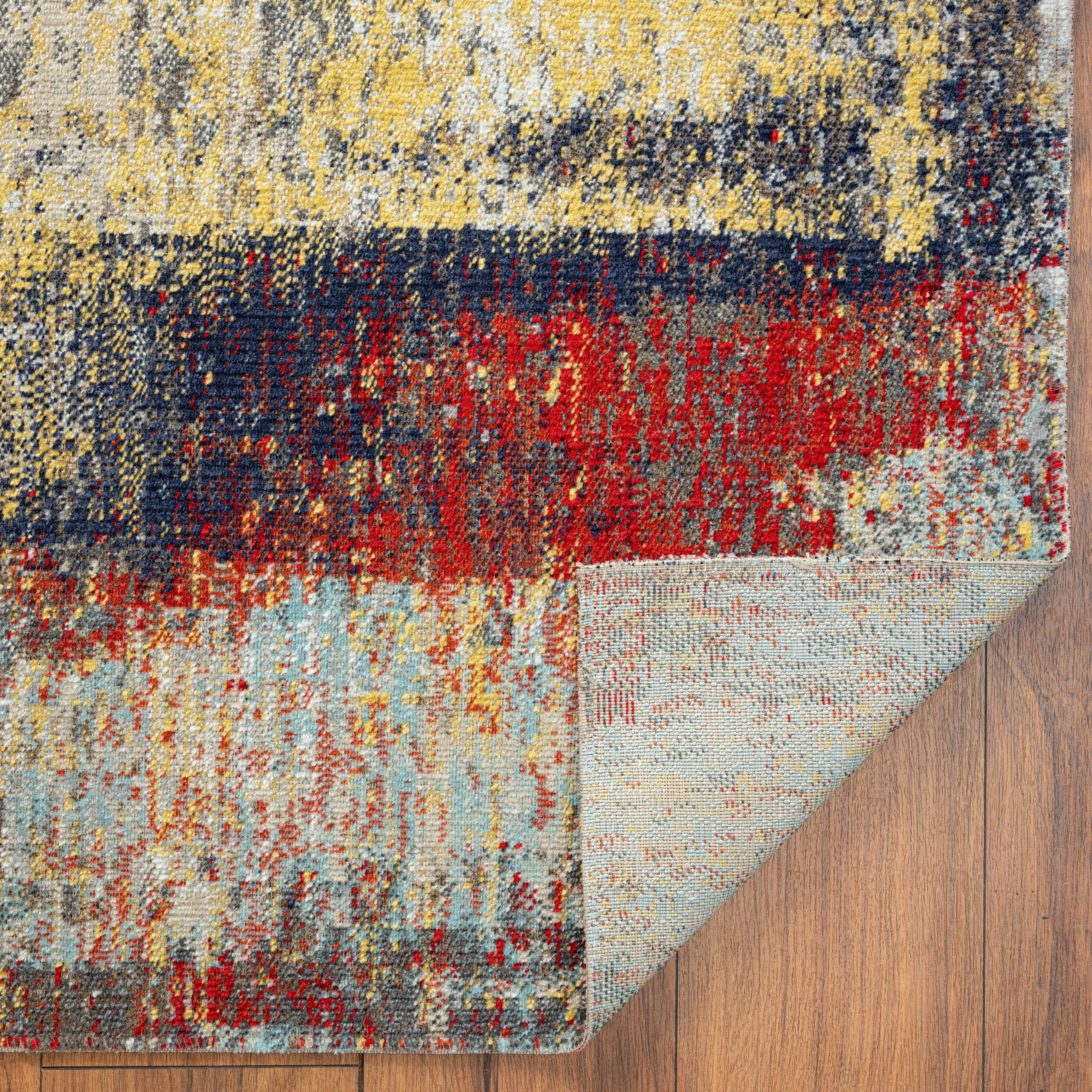 N Natori 24-Seven Outdoor/Indoor Abstract Multi/Red/Off-White Area Rug