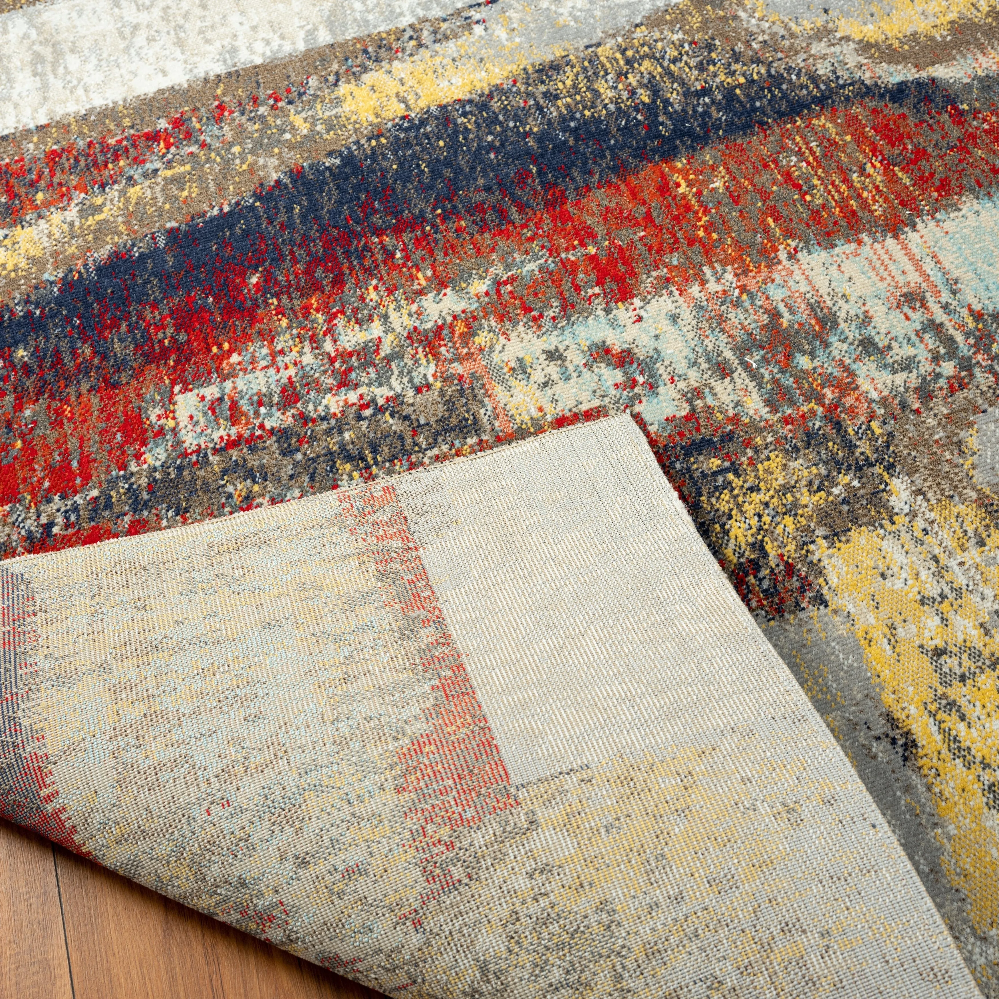 N Natori 24-Seven Outdoor/Indoor Abstract Multi/Red/Off-White Area Rug