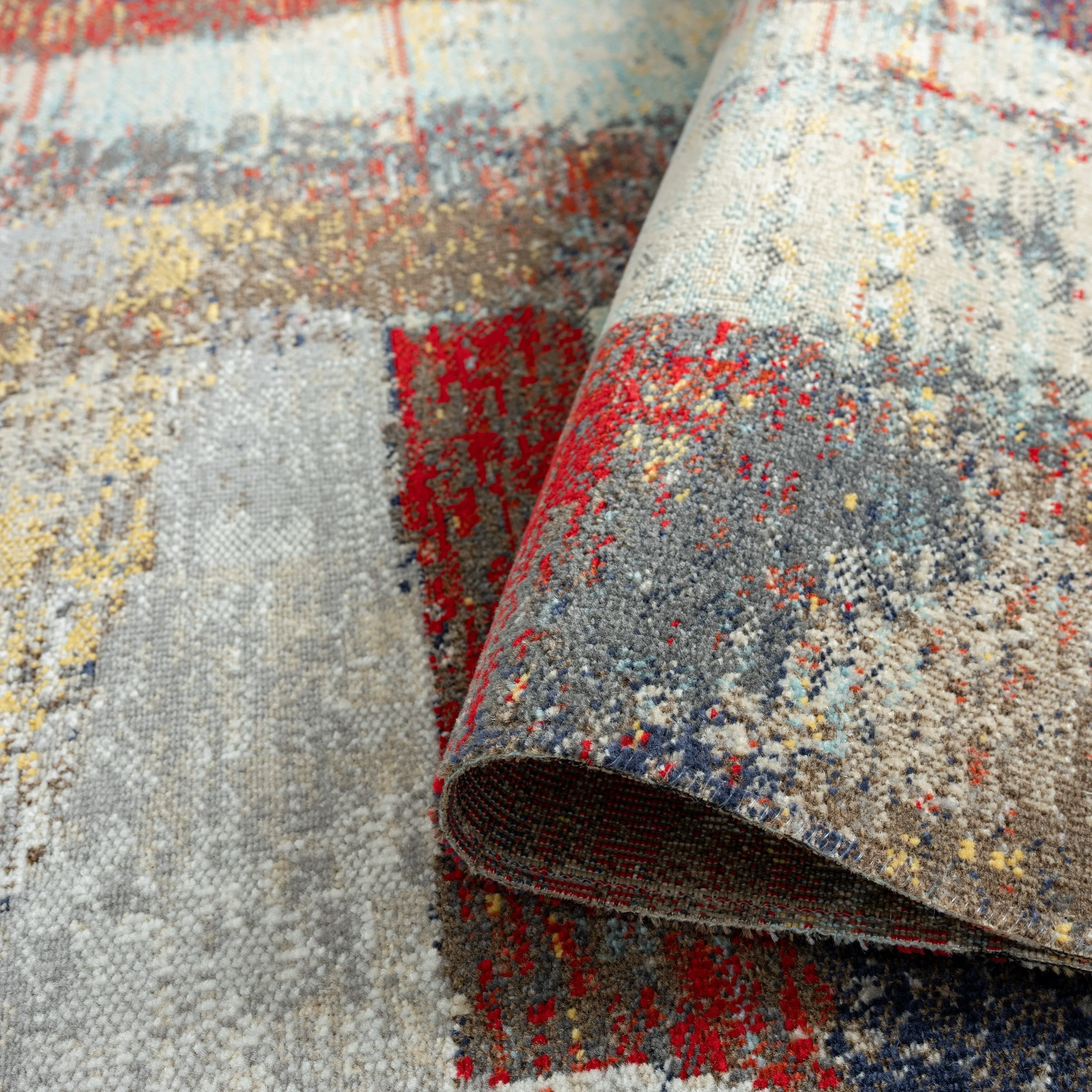 N Natori 24-Seven Outdoor/Indoor Abstract Multi/Red/Off-White Area Rug