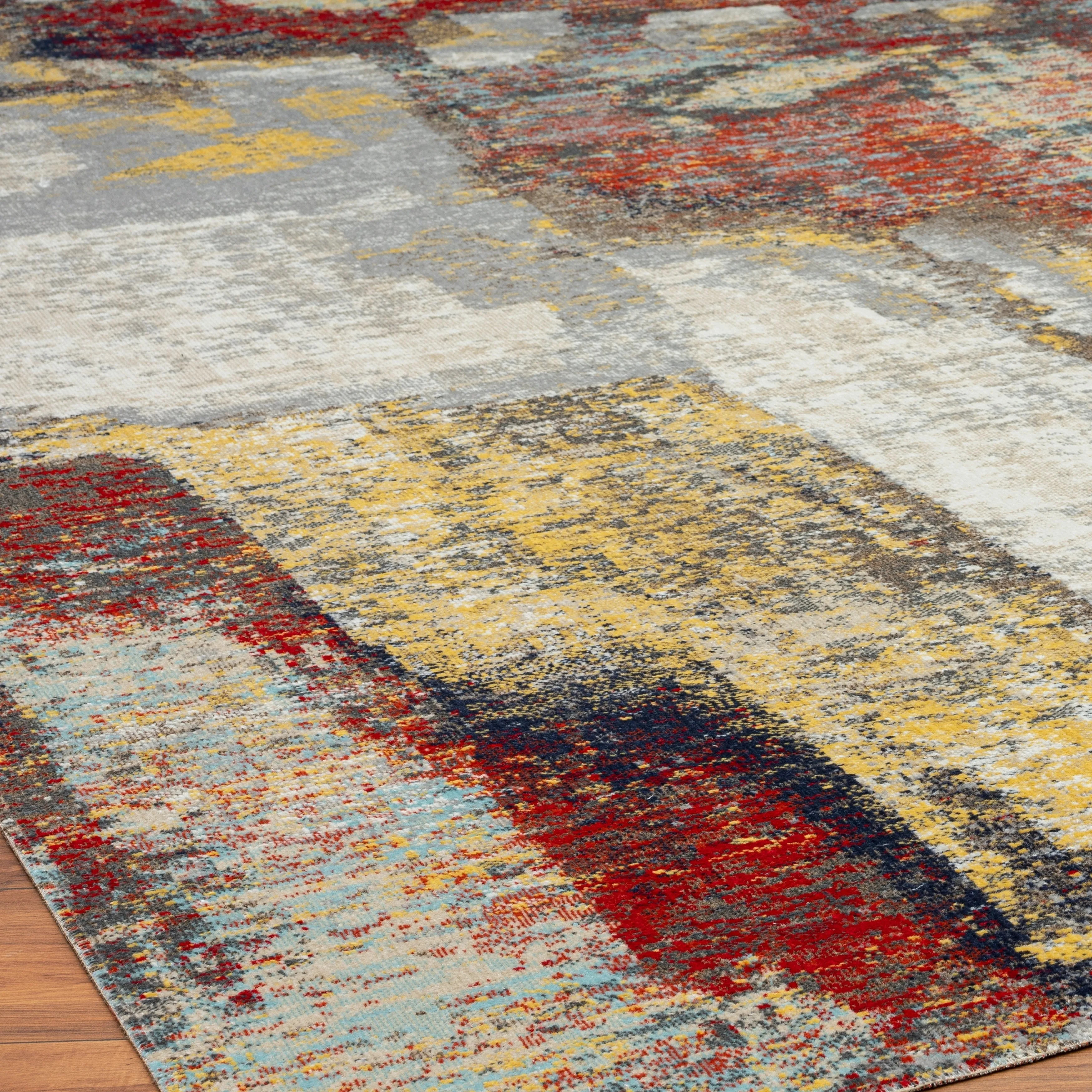 N Natori 24-Seven Outdoor/Indoor Abstract Multi/Red/Off-White Area Rug