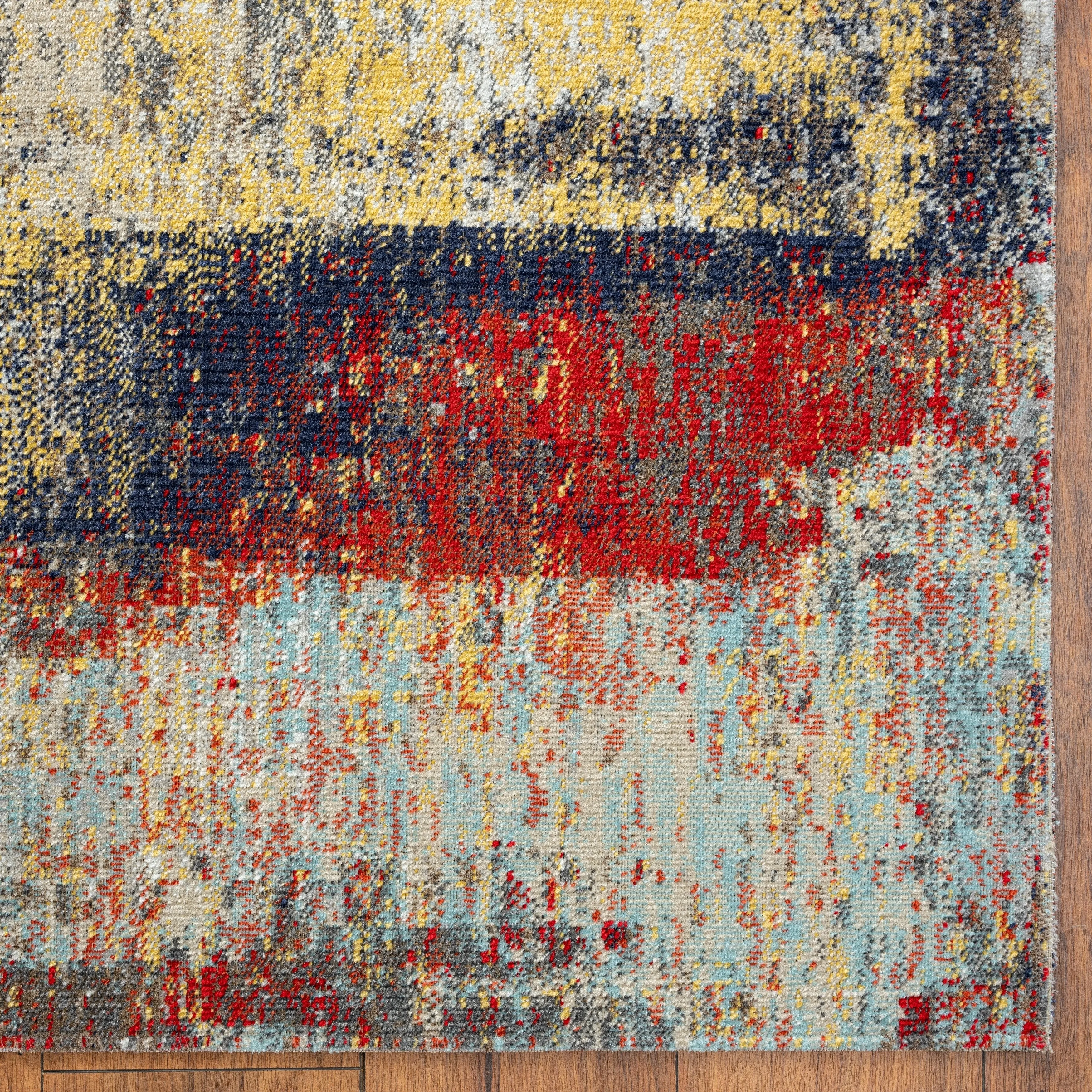 N Natori 24-Seven Outdoor/Indoor Abstract Multi/Red/Off-White Area Rug