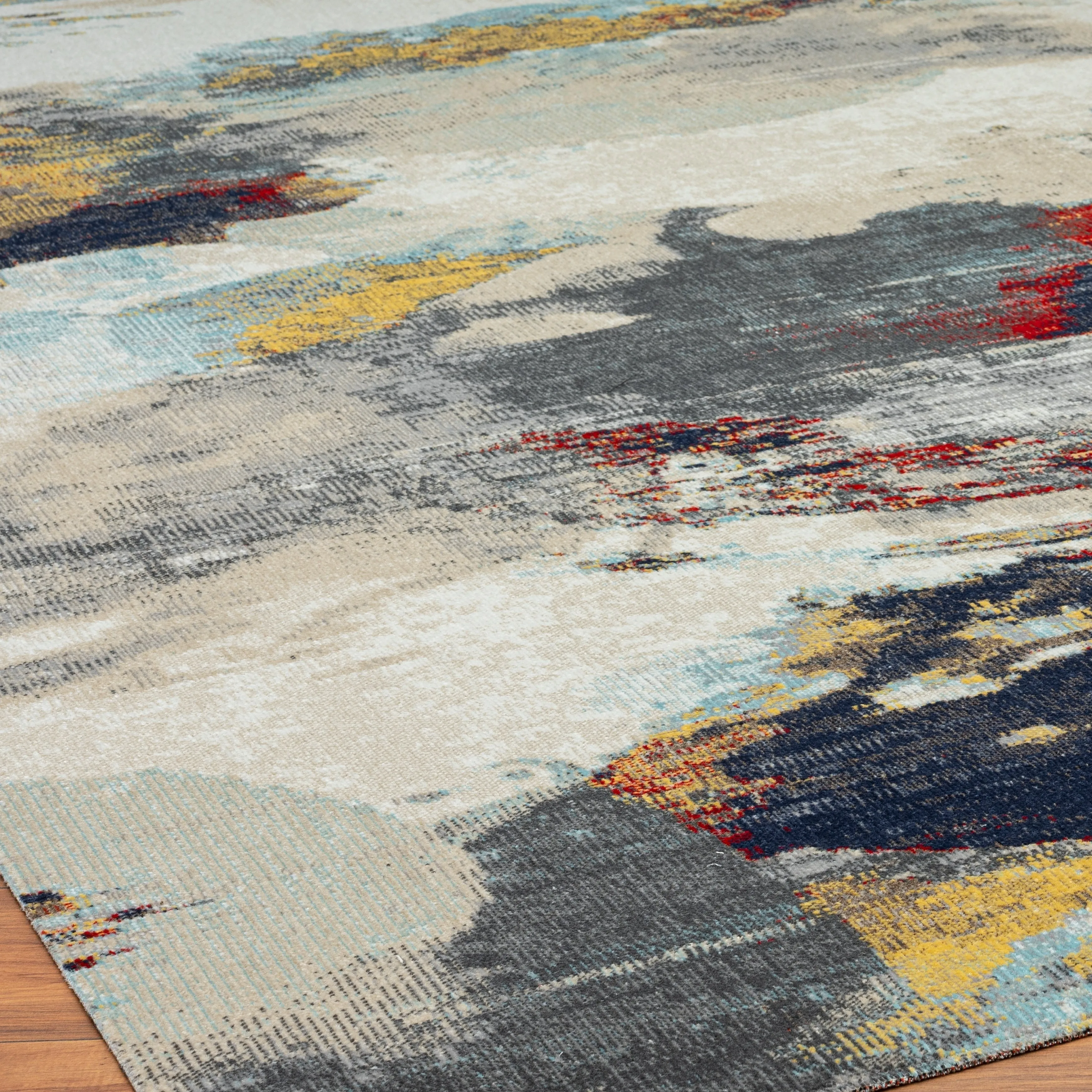 N Natori 24-Seven Outdoor/Indoor Multi/Sky Blue/Yellow Area Rug