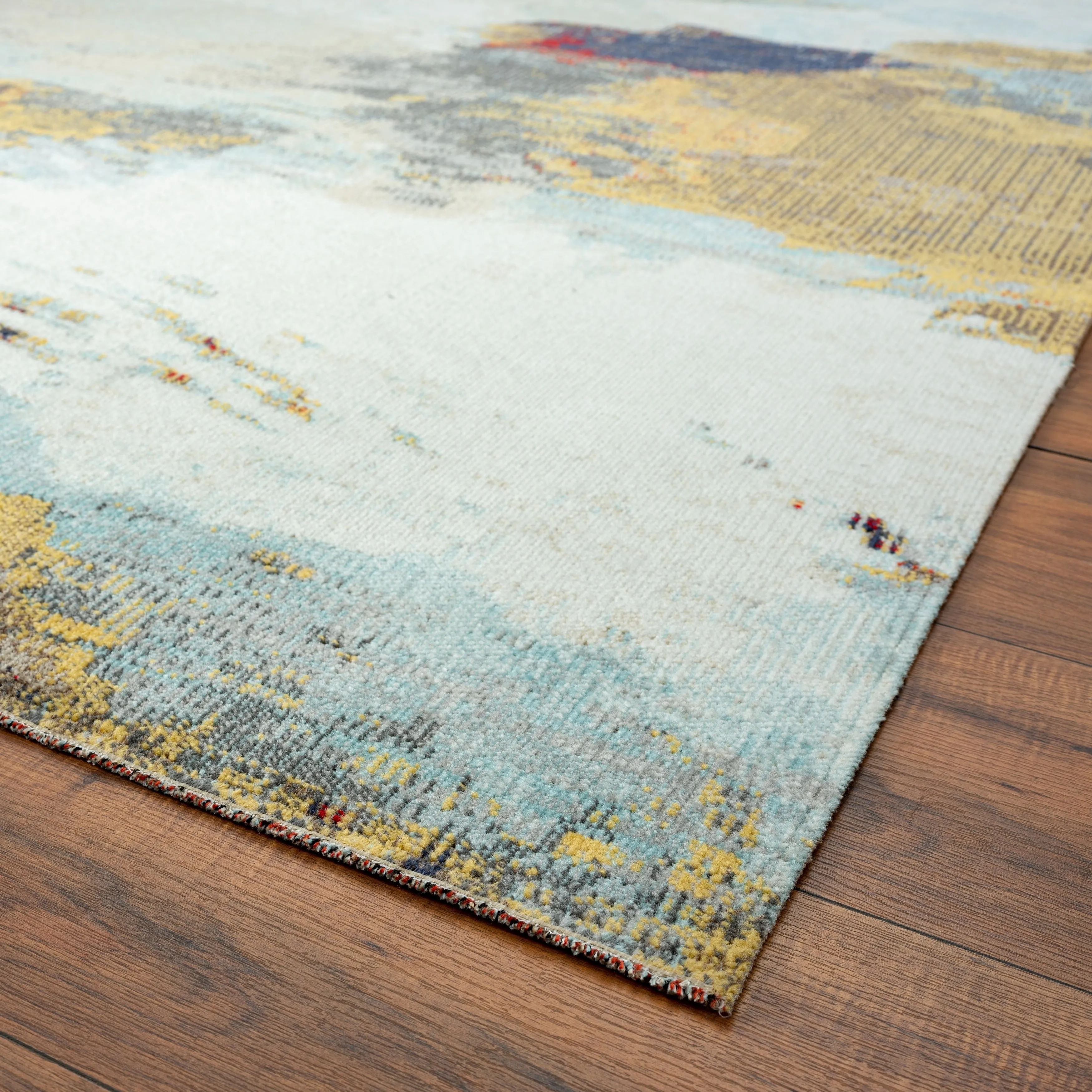 N Natori 24-Seven Outdoor/Indoor Multi/Sky Blue/Yellow Area Rug