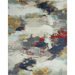 N Natori 24-Seven Outdoor/Indoor Multi/Sky Blue/Yellow Area Rug