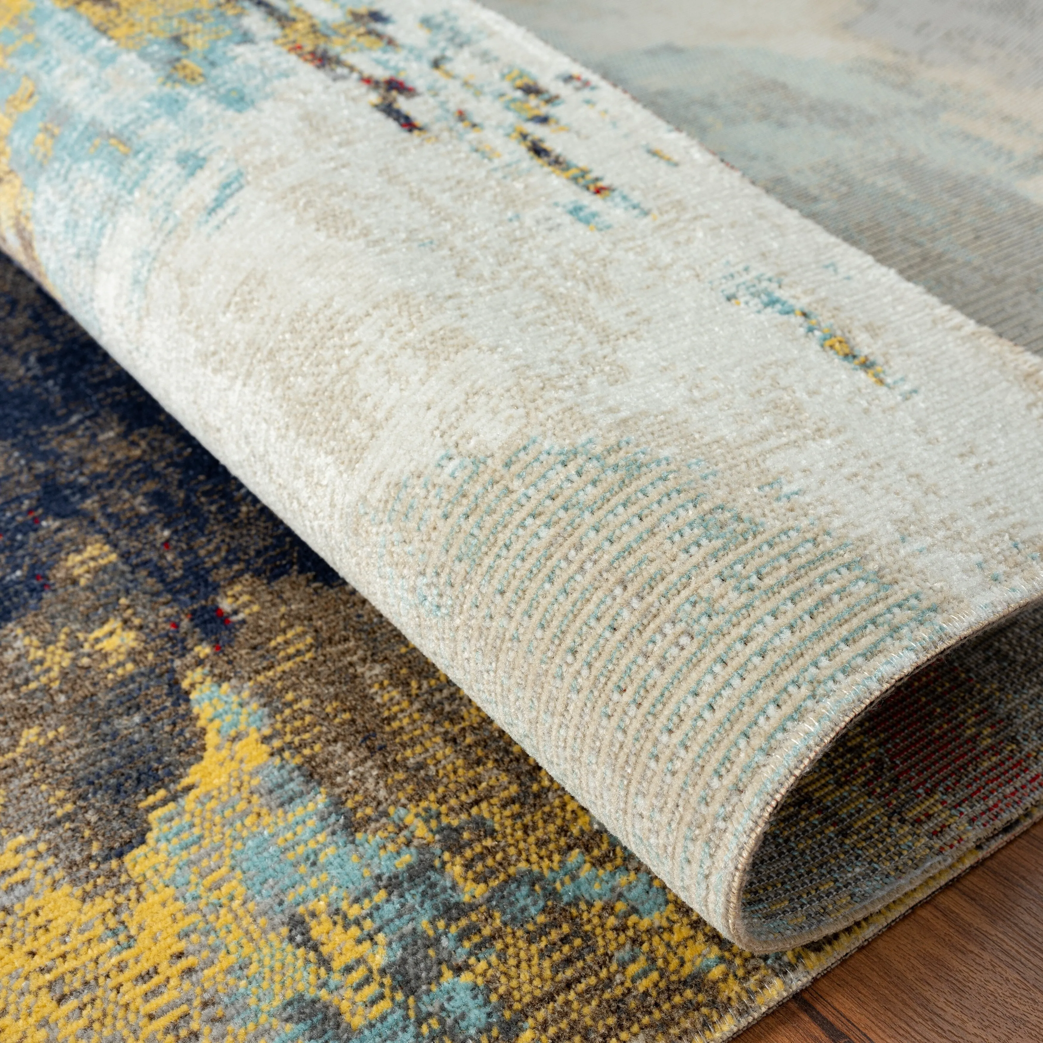 N Natori 24-Seven Outdoor/Indoor Multi/Sky Blue/Yellow Area Rug