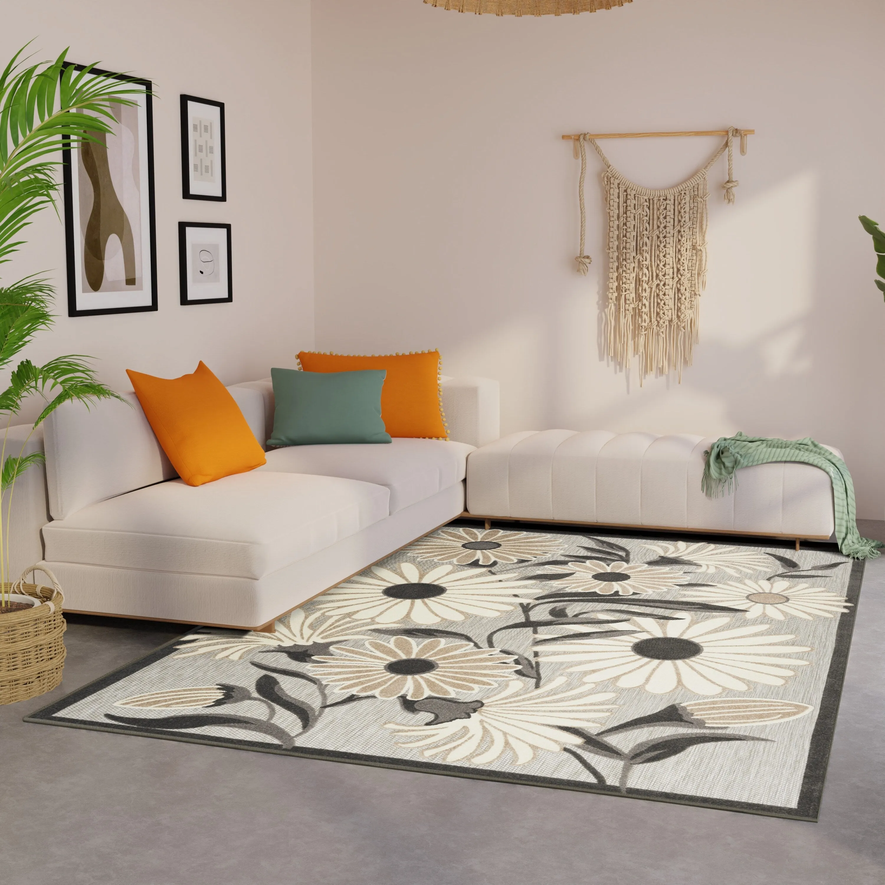 Nourison Alice Indoor/Outdoor Floral Area Rug.