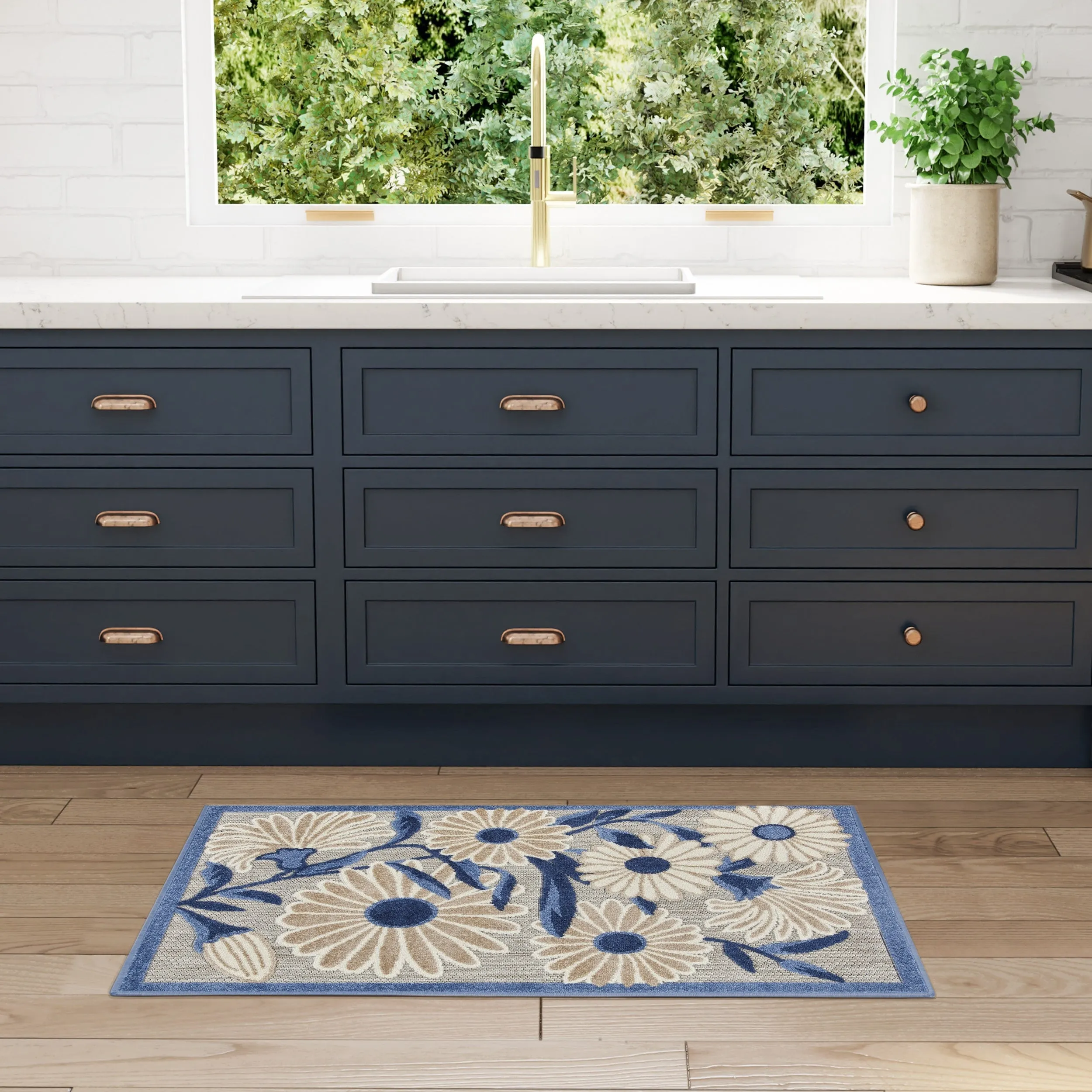 Nourison Alice Indoor/Outdoor Floral Area Rug.