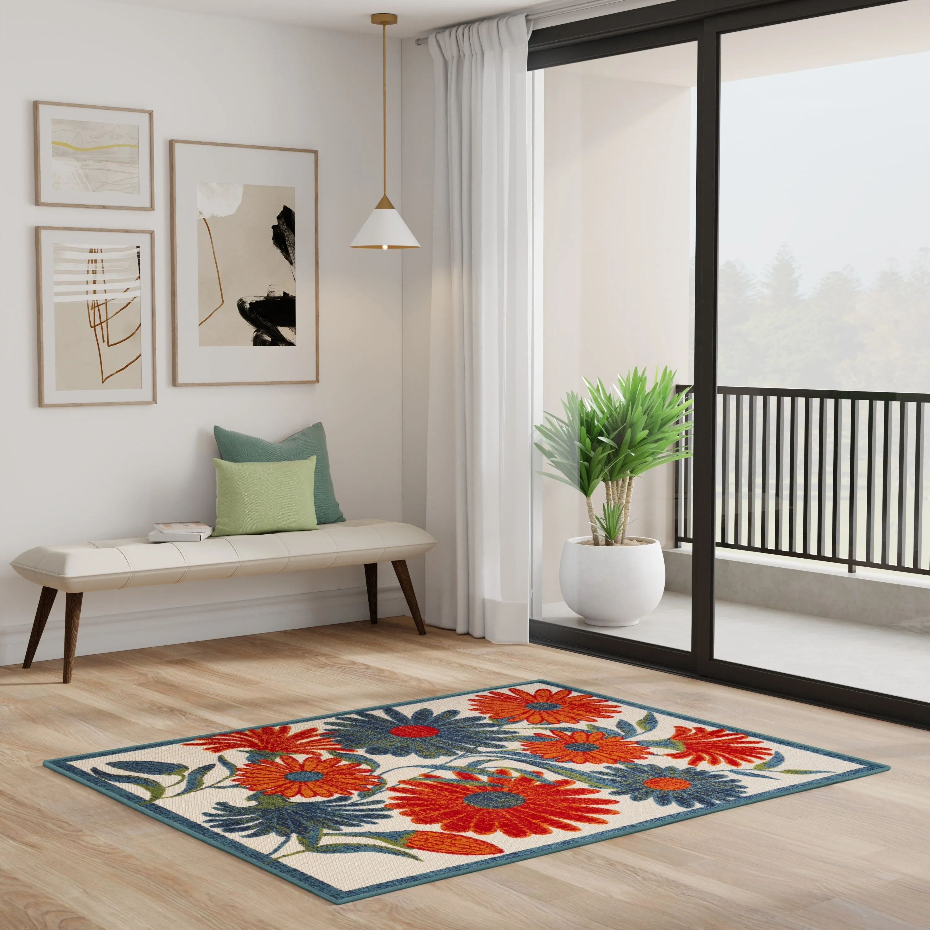 Nourison Alice Indoor/Outdoor Floral Area Rug.